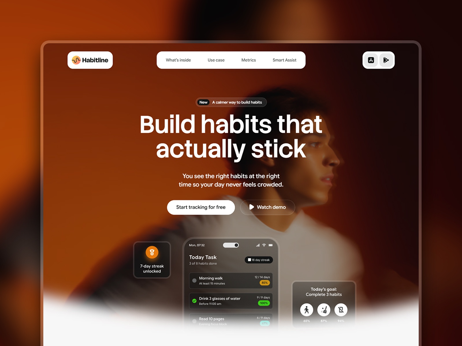 Habitline — Free SaaS Framer Template preview