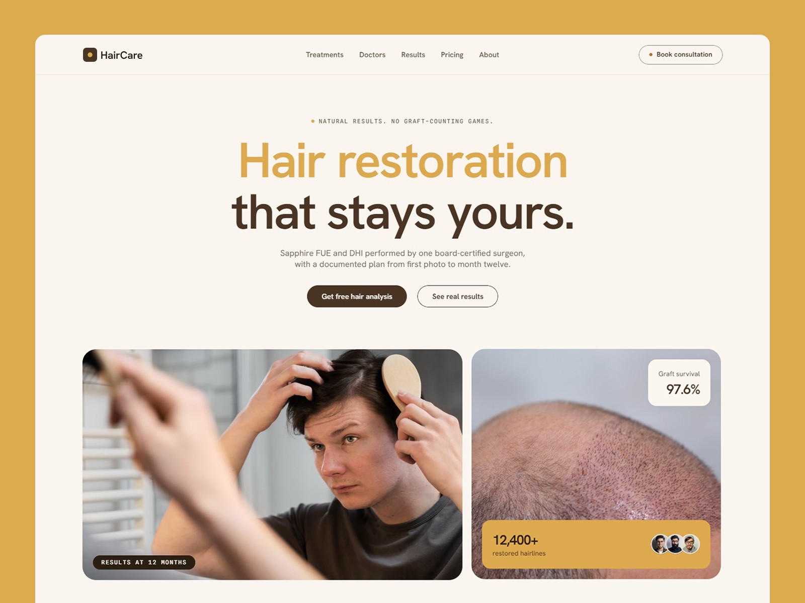 HairCare — Free Health Website Template by Salim from Webestica — Free Healthcare Template for Framer by Salim from Webestica preview