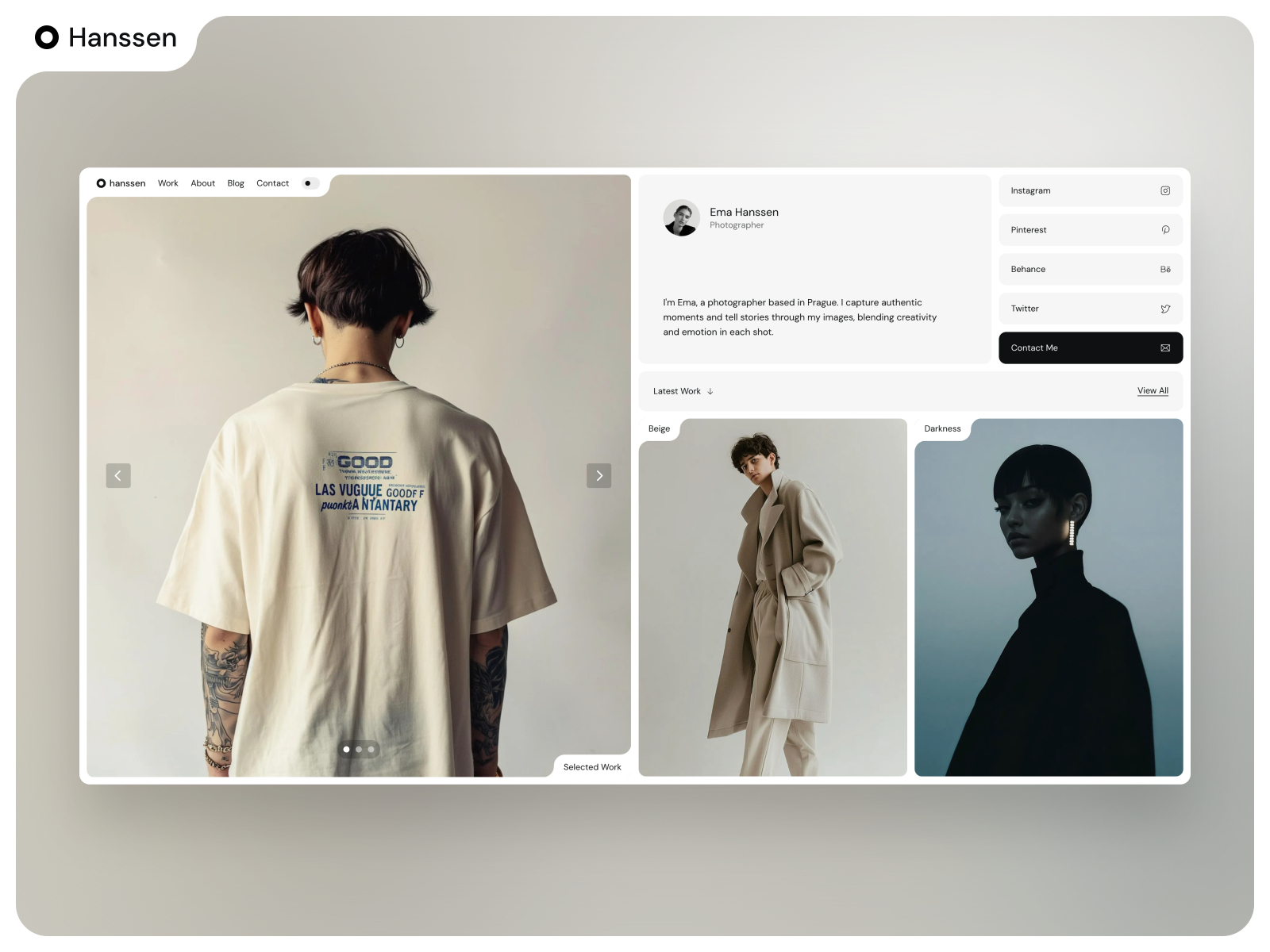 Hanssen: Free Portfolio Website Template by Pawel Gola — Free Portfolio Framer Template preview