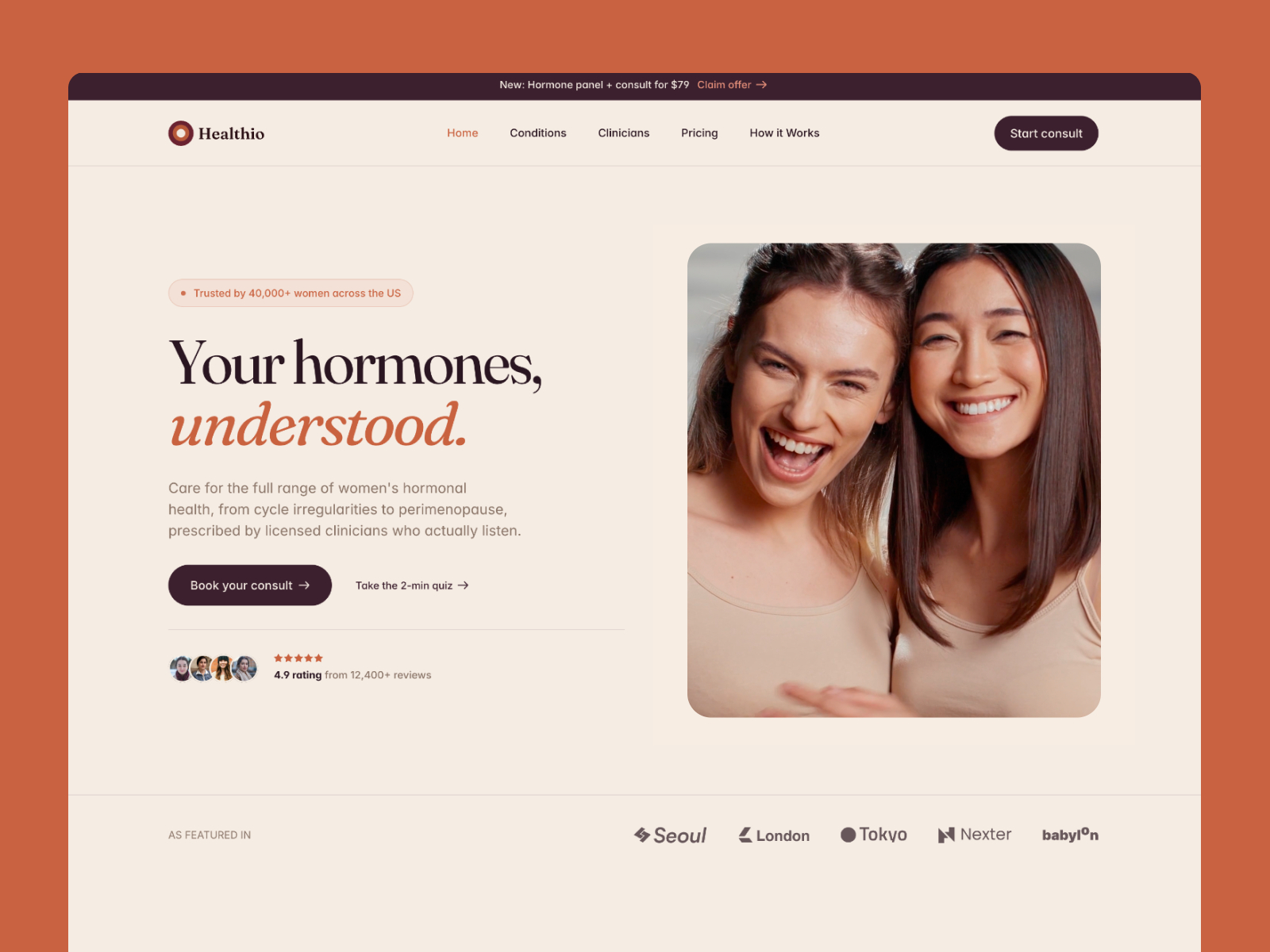 Healthio — Free Healthcare Framer Template preview