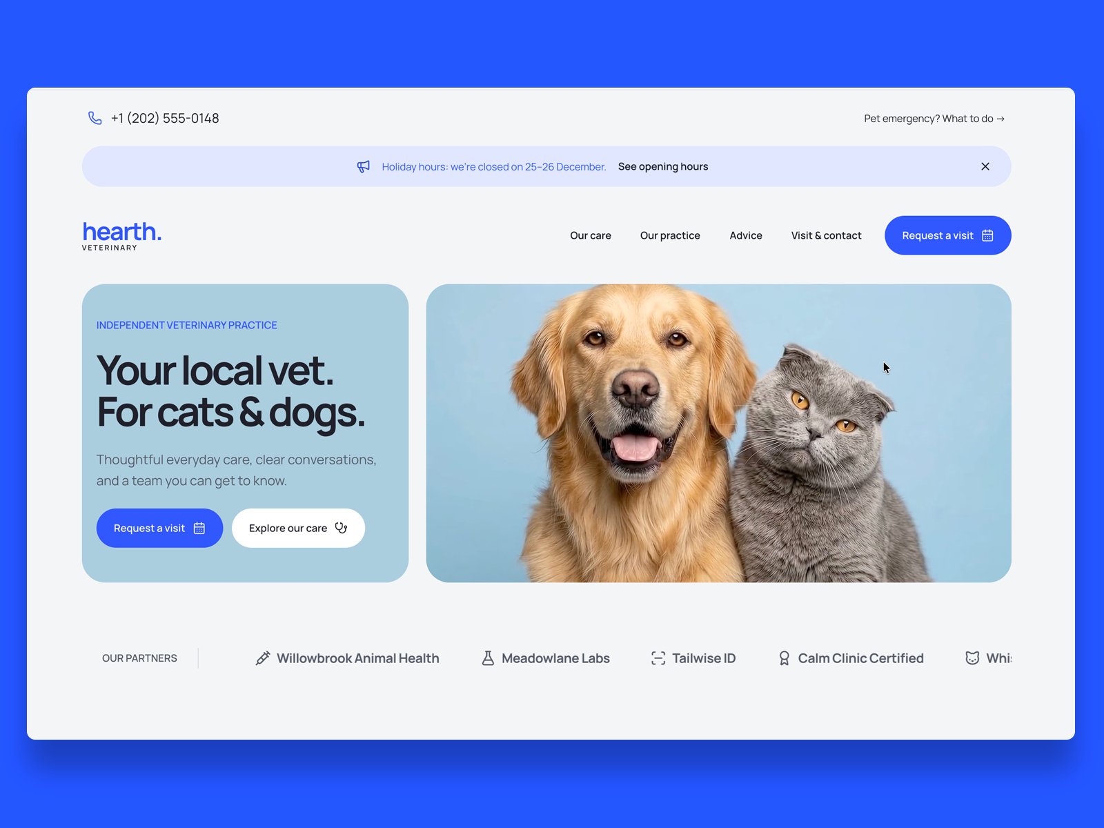 Hearth Vet — Free Pet Care Template for Framer preview