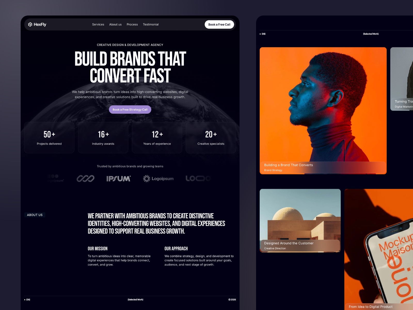 HexFly — Free Portfolio Website Template by Tanber Hossen — Free Portfolio Template for Framer by Tanber Hossen preview