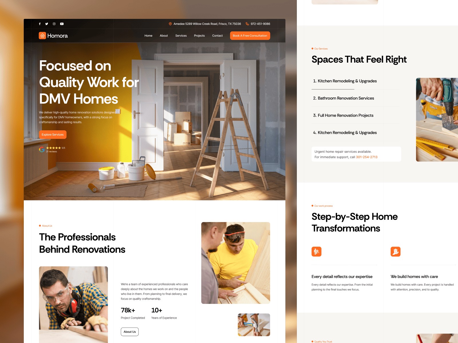 Hommora — Free Architecture Framer Template preview