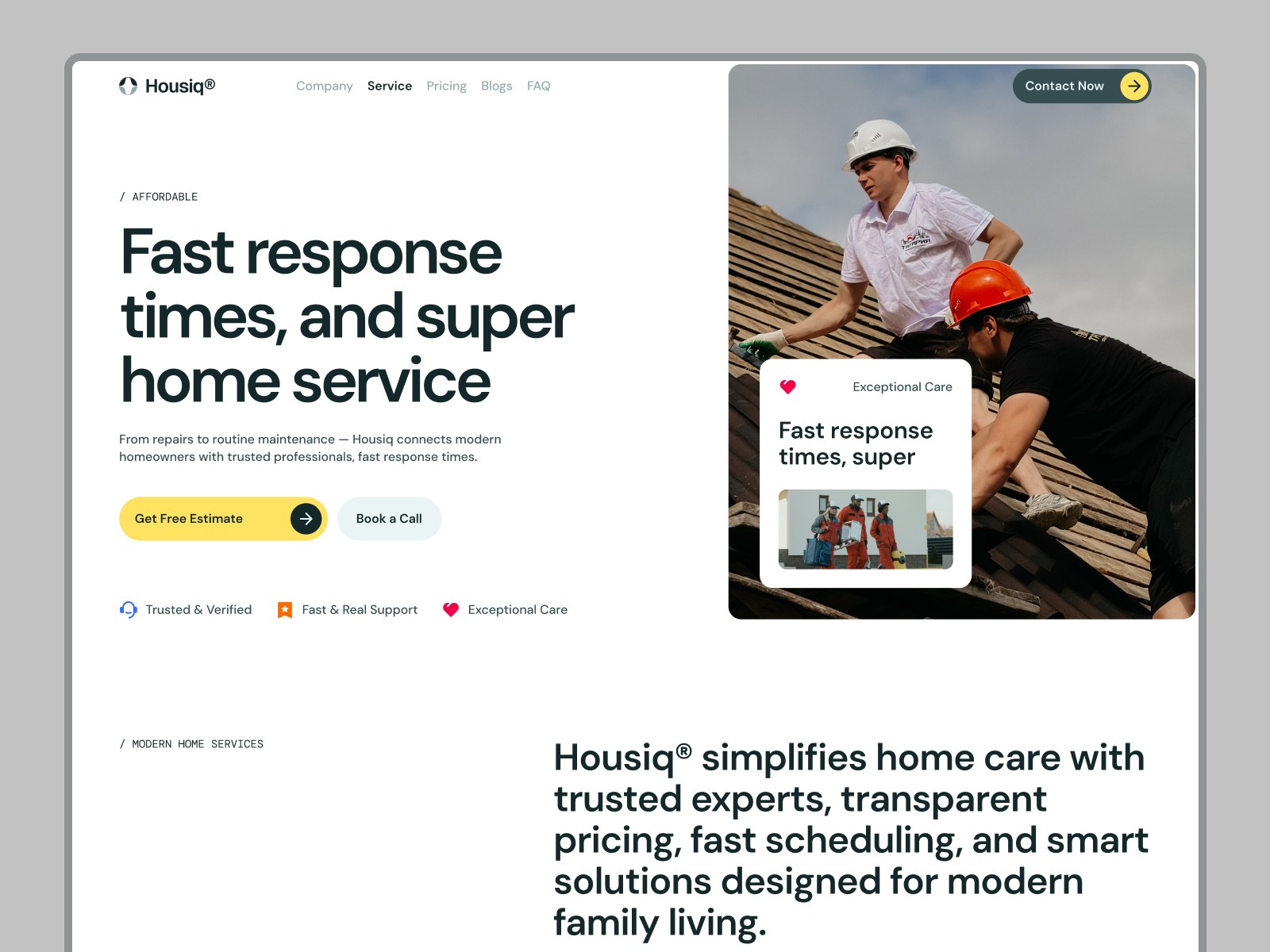 Housiq — Free Architecture Website Template by Arini Studio — Free Architecture Template for Framer by Arini preview