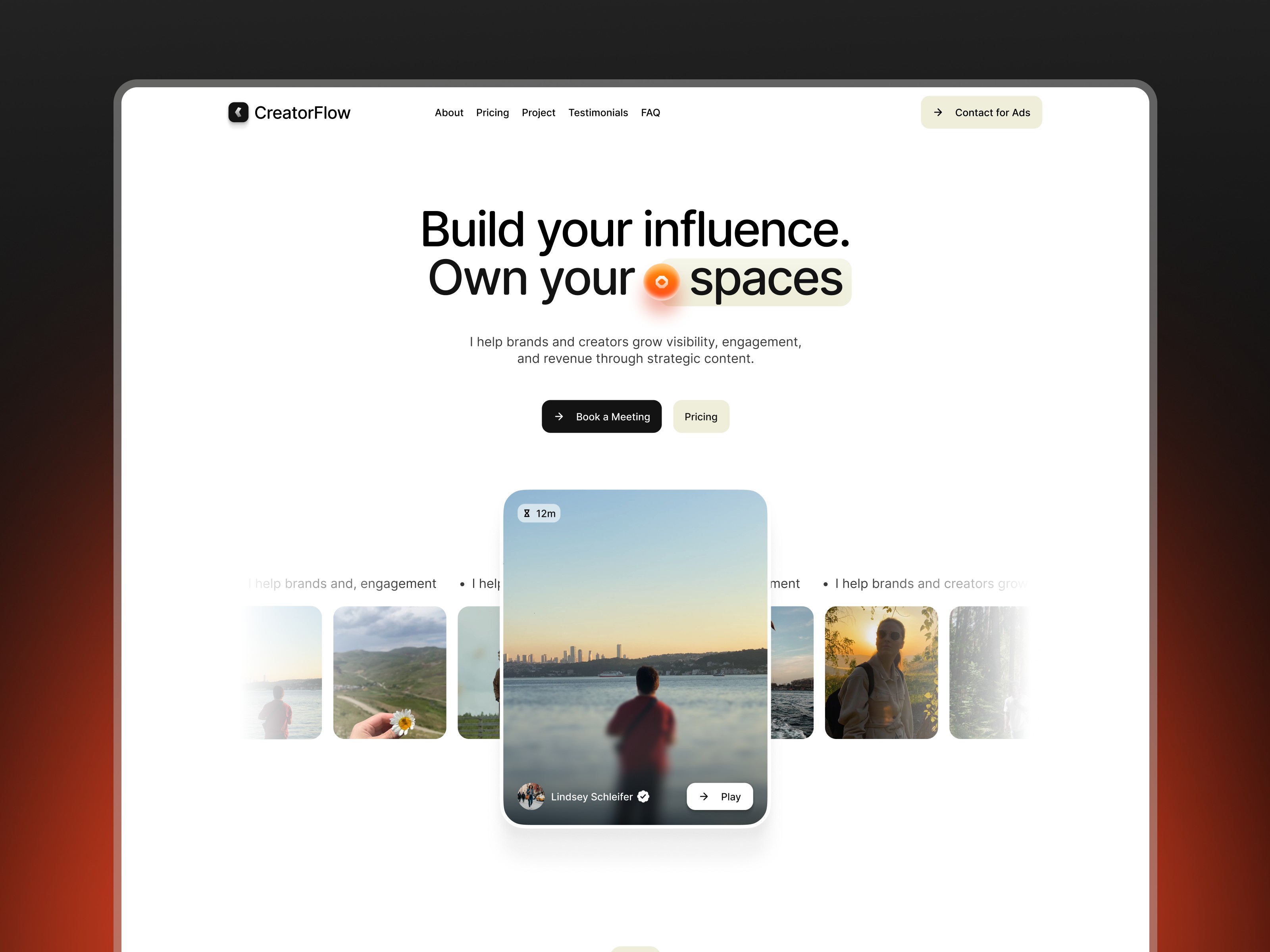 Influencerr: Free Entertainment Website Template by Arini Studio — Free Agency Framer Template preview