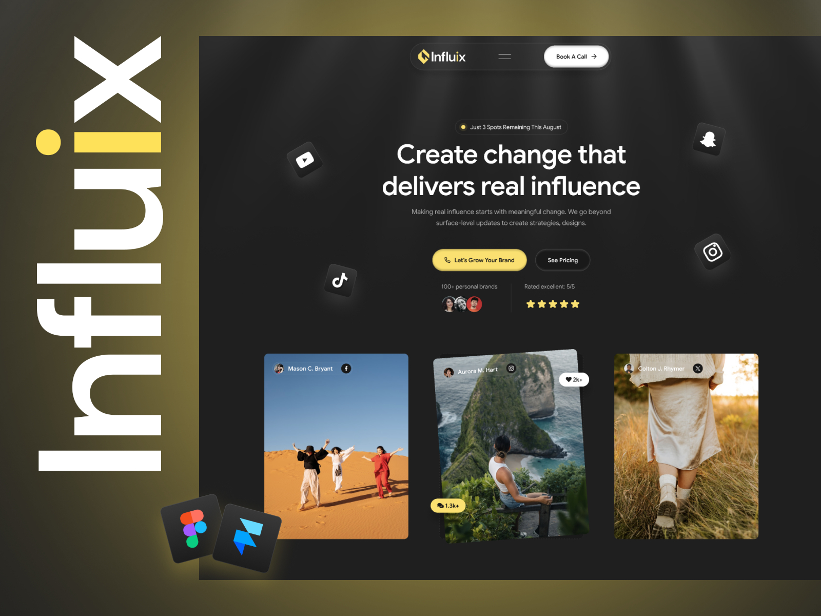 Influix — Free Creator Growth Agency Framer Template preview