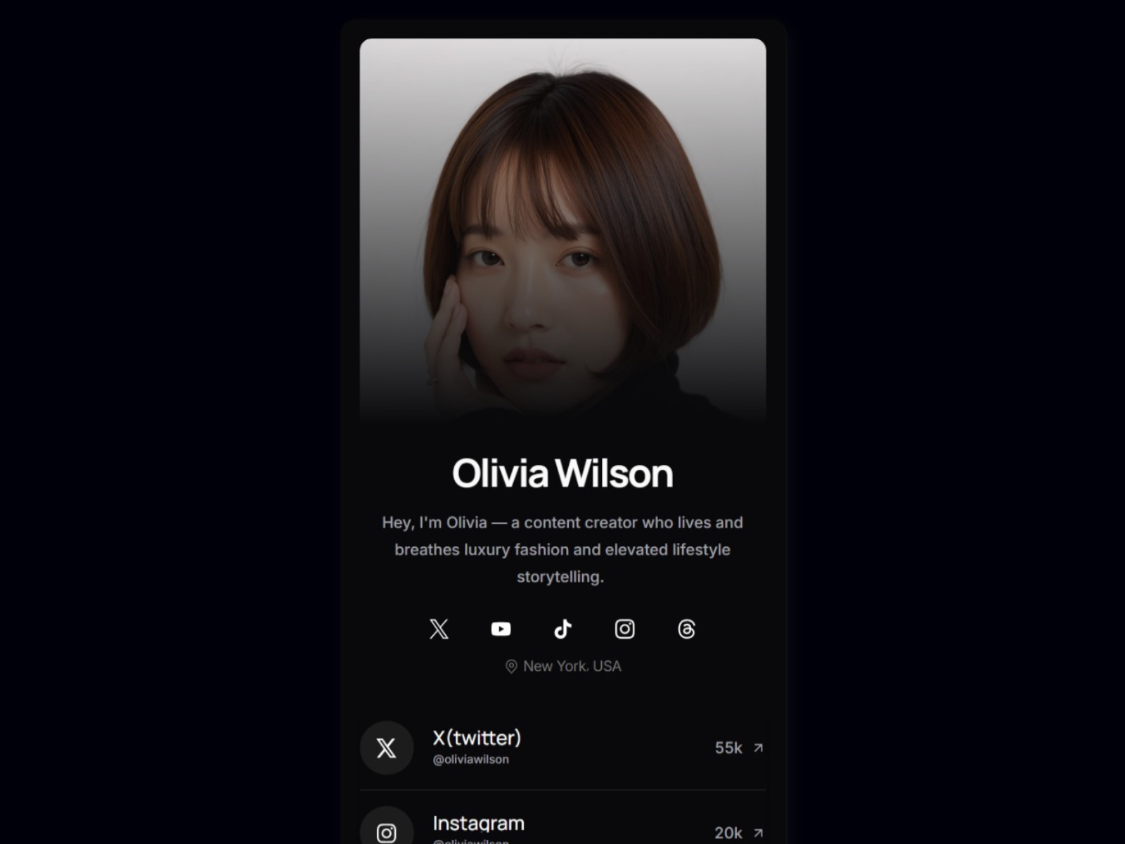 Insta Link in Bio — Free Portfolio Template for Framer preview
