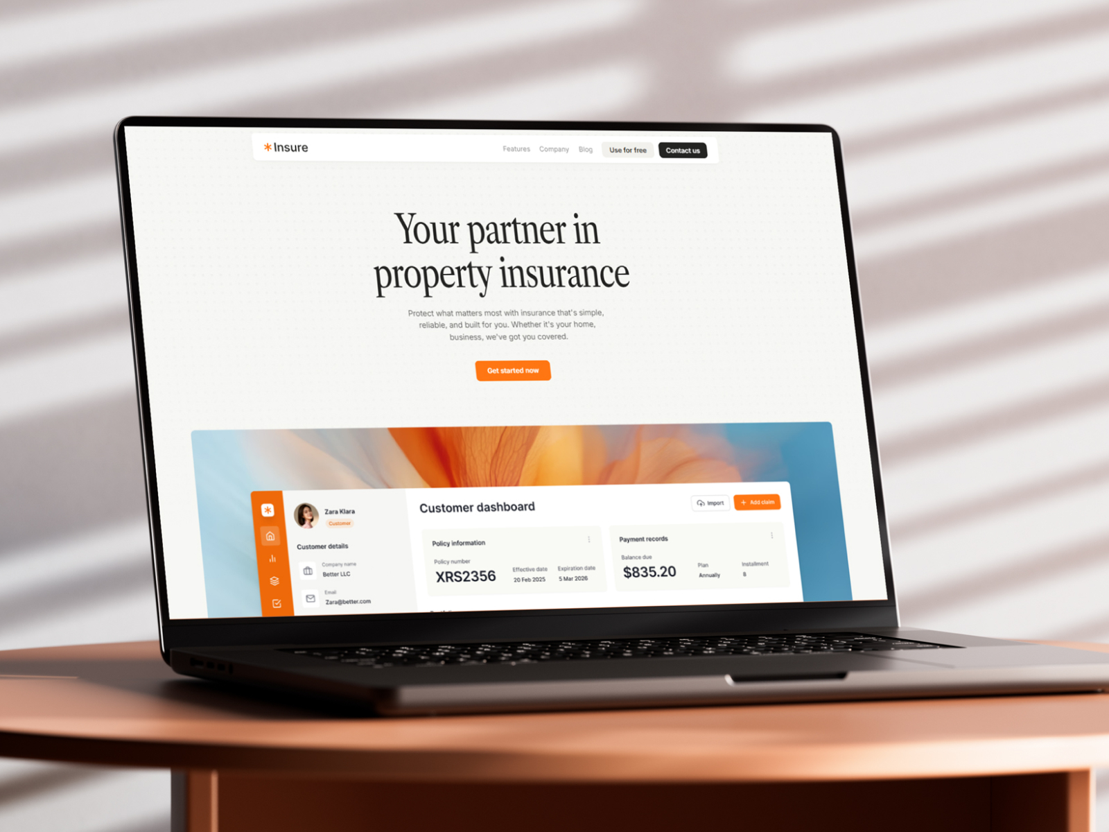Insure — Free Agency Framer Template preview