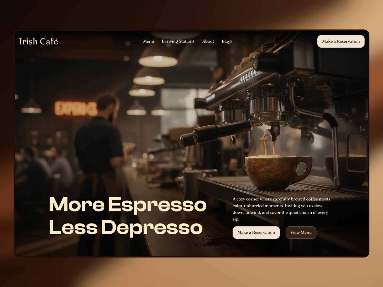 Irish Café — Free Food Framer Template preview