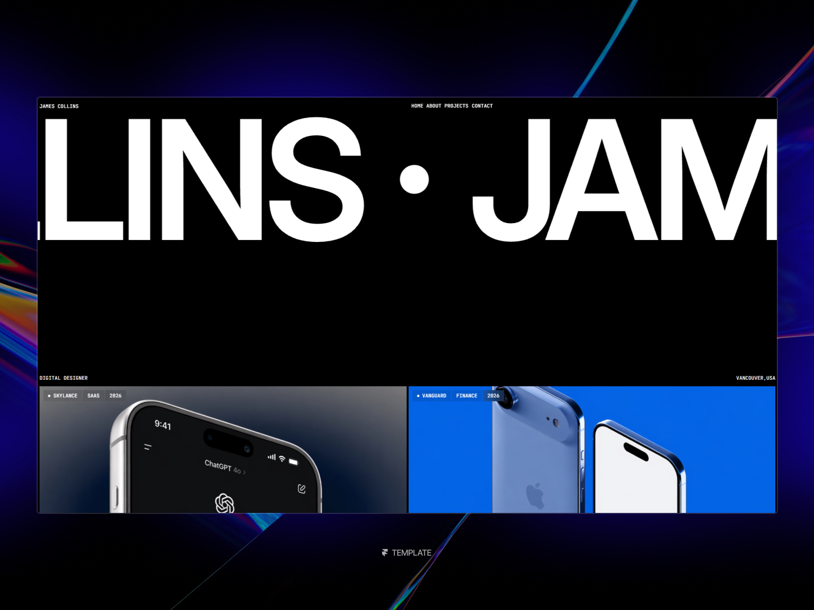 James — Free Portfolio Framer Template preview