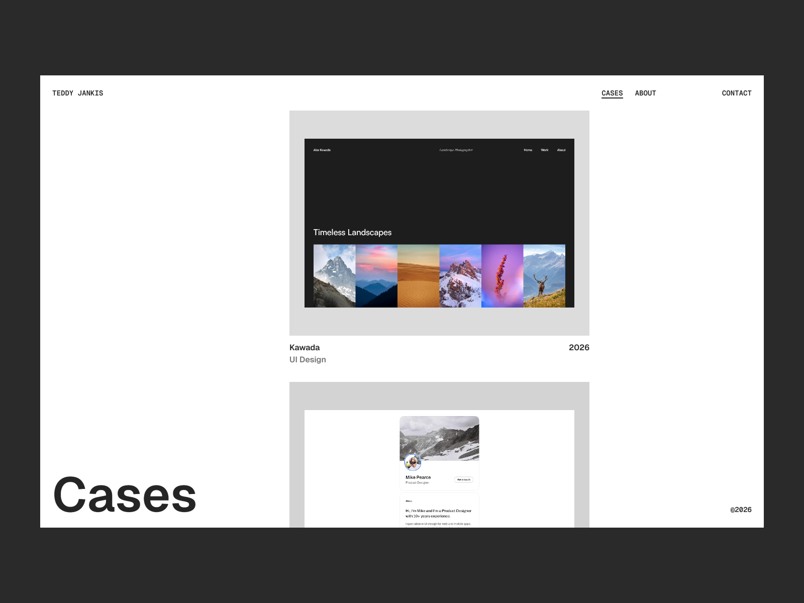 Jankis — Free Minimal Designer Portfolio Framer Template preview