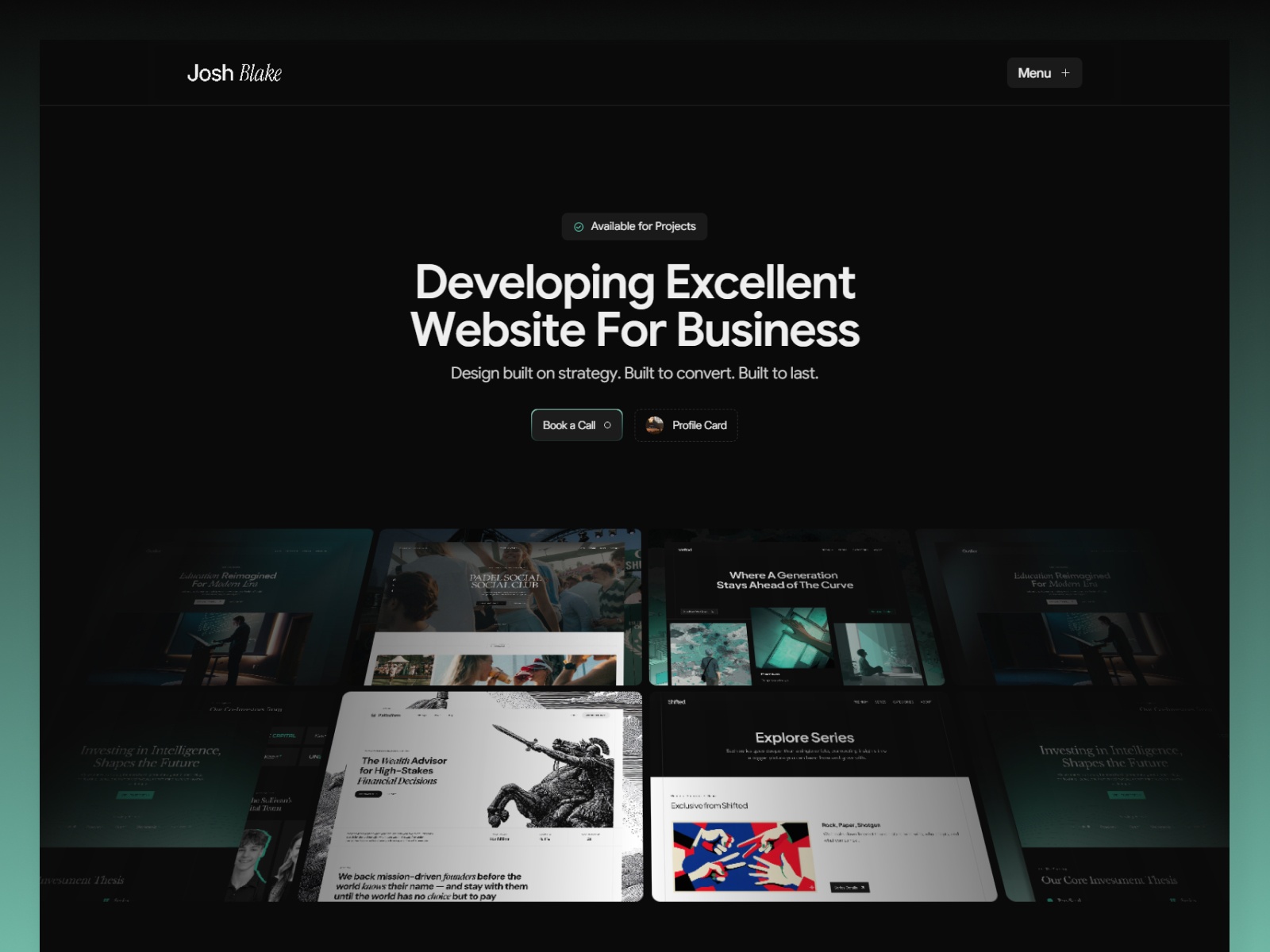 Josh Blake — Free Portfolio Framer Template preview