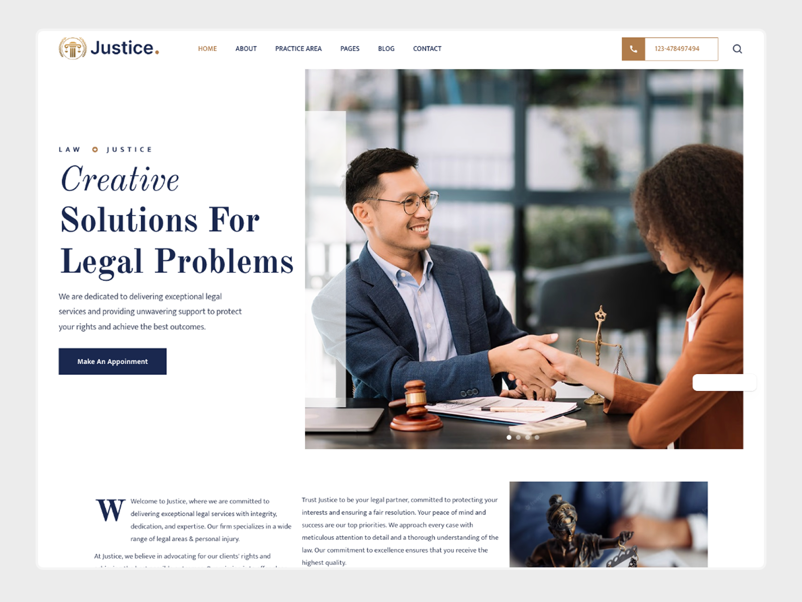 Justice: Free Portfolio Website Template by Geniusflow — Free Portfolio Framer Template preview