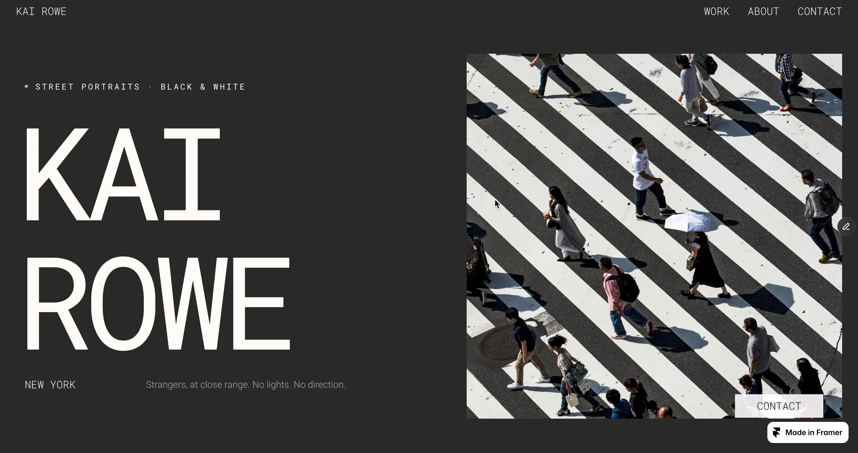 Kai Rowe — Free Portfolio Website Template by Klaudia Pyć — Free Portfolio Template for Framer by Klaudia Pyć preview