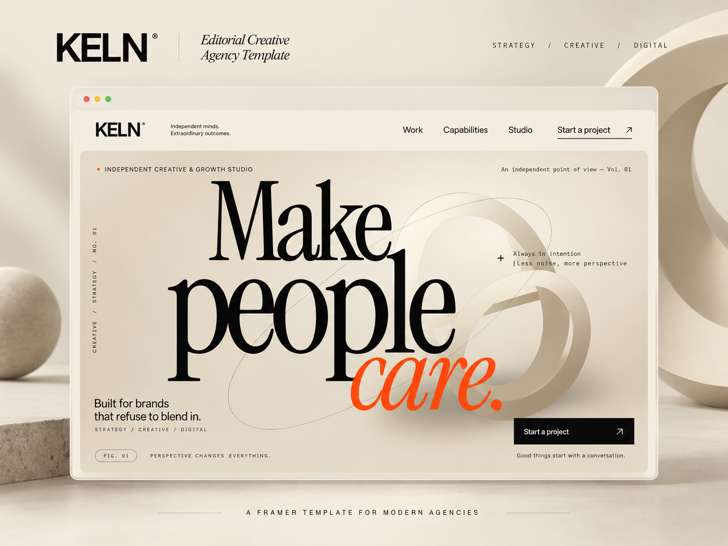 Keln — Free Portfolio Framer Template preview