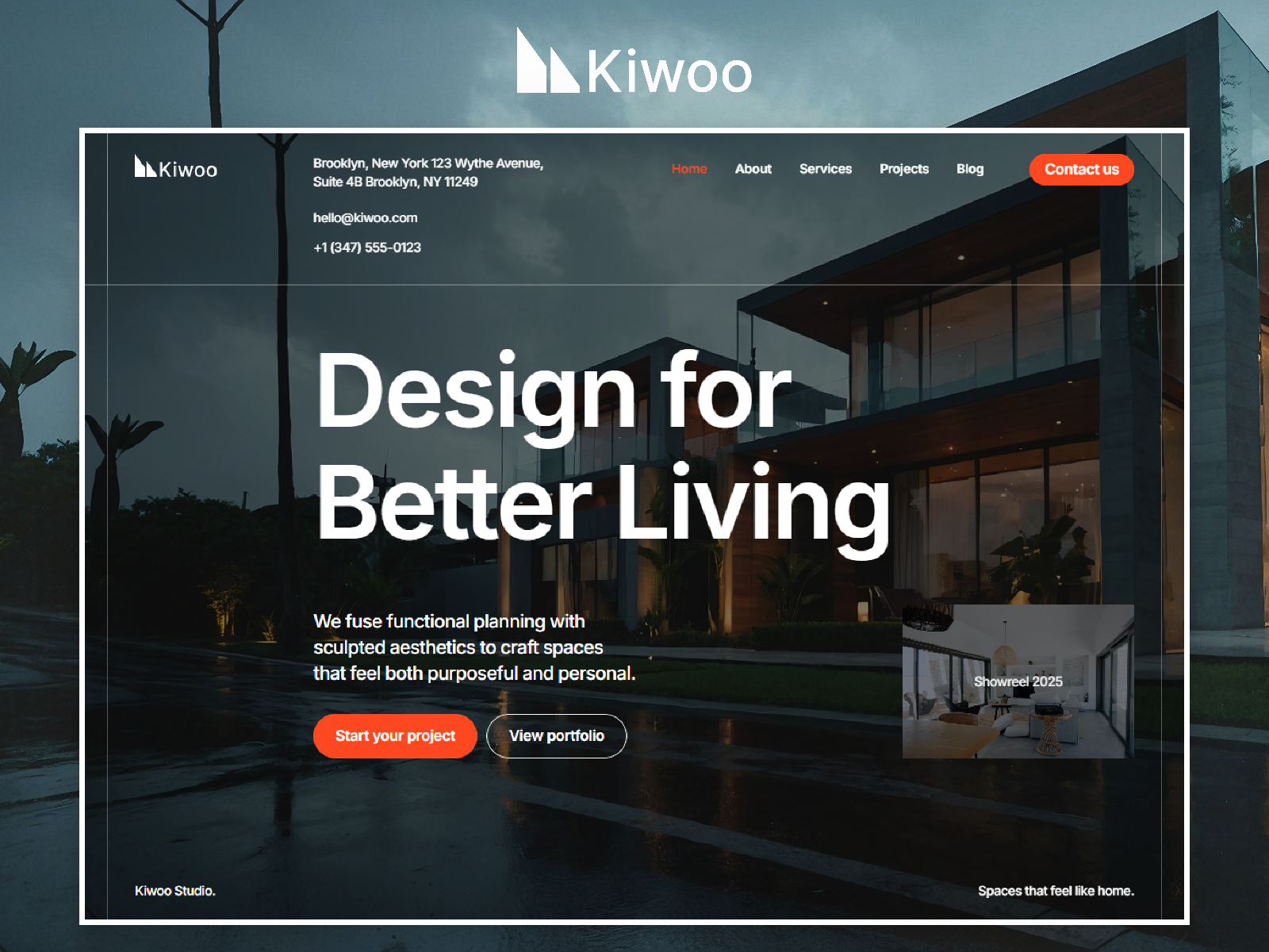 Kiwoo — Free Architecture & Interior Studio Framer Template preview