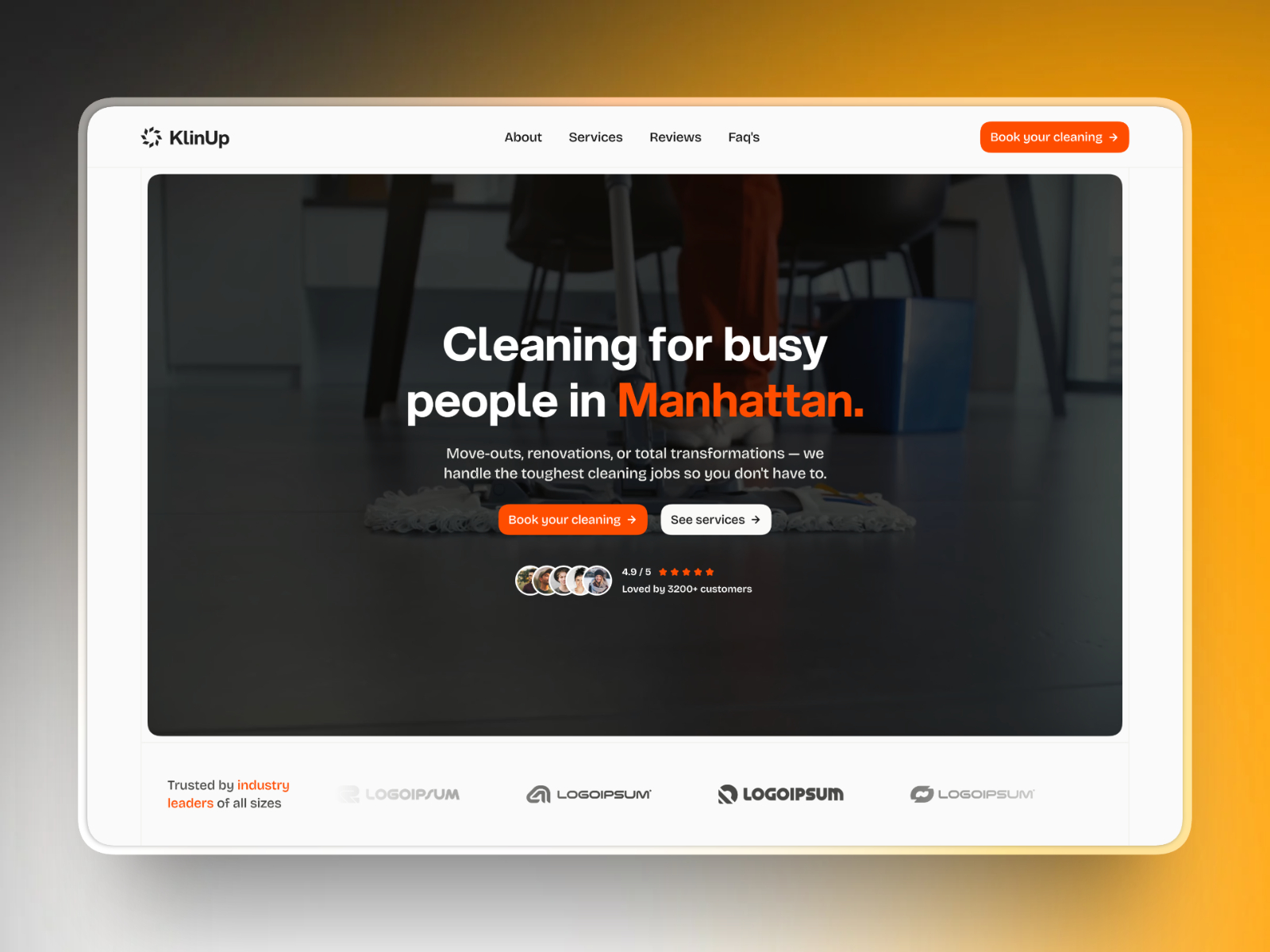 KlinUp — Free Cleaning Services Framer Template preview