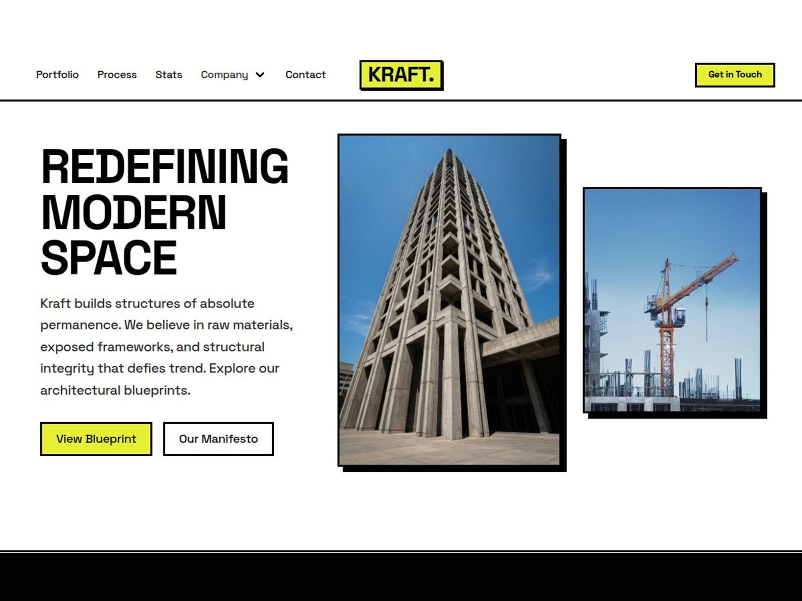 Kraft — Free Portfolio Website Template by Framer Mint — Free Architecture Template for Framer by Framer Mint preview