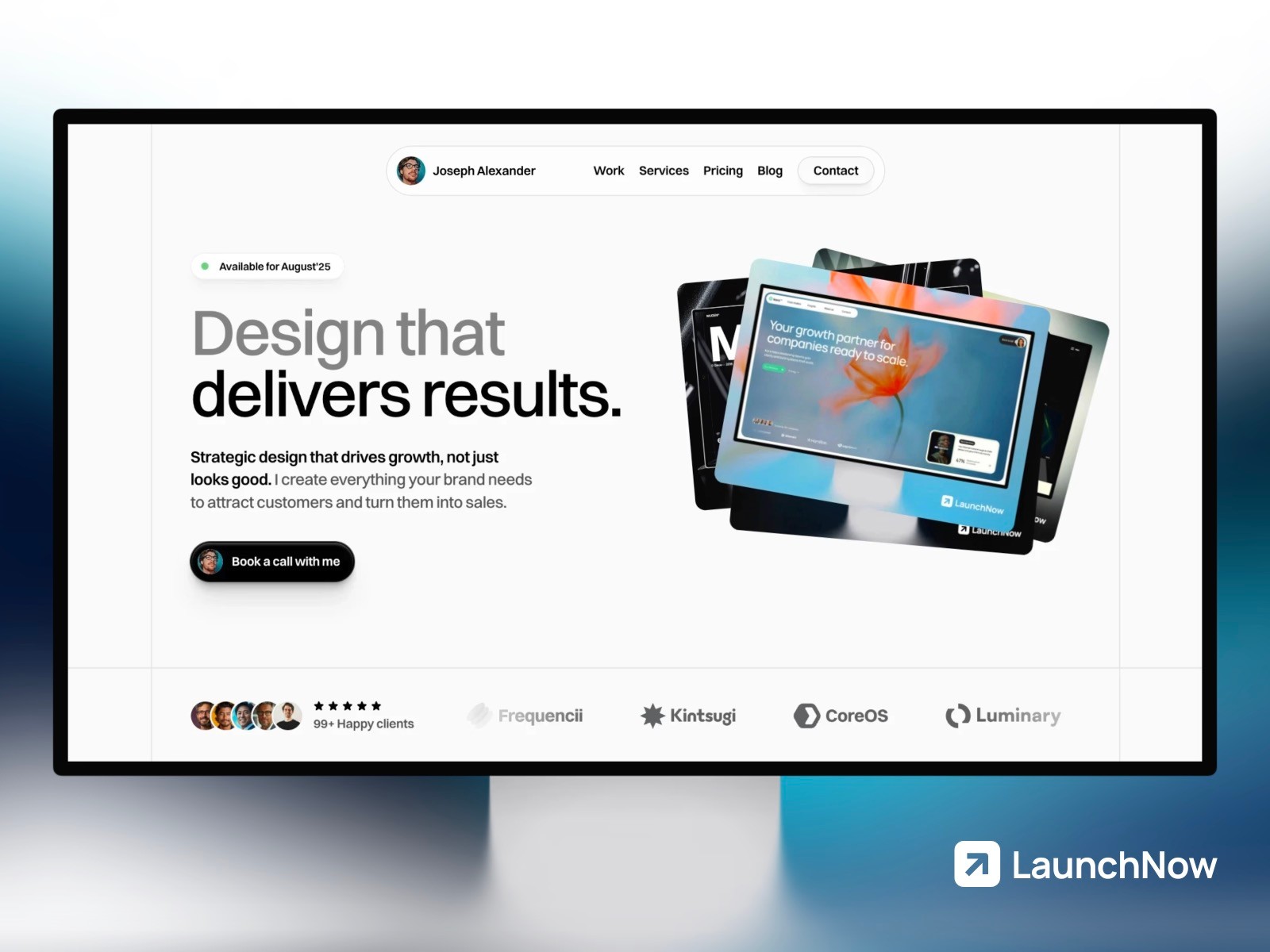 LaunchFolio: Free Portfolio Website Template by Joseph Alexander — Free Ecommerce Framer Template preview