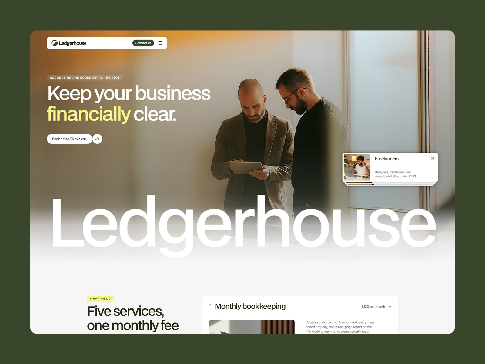 Ledgerhouse — Free Agency Template for Framer by Salim from Webestica preview