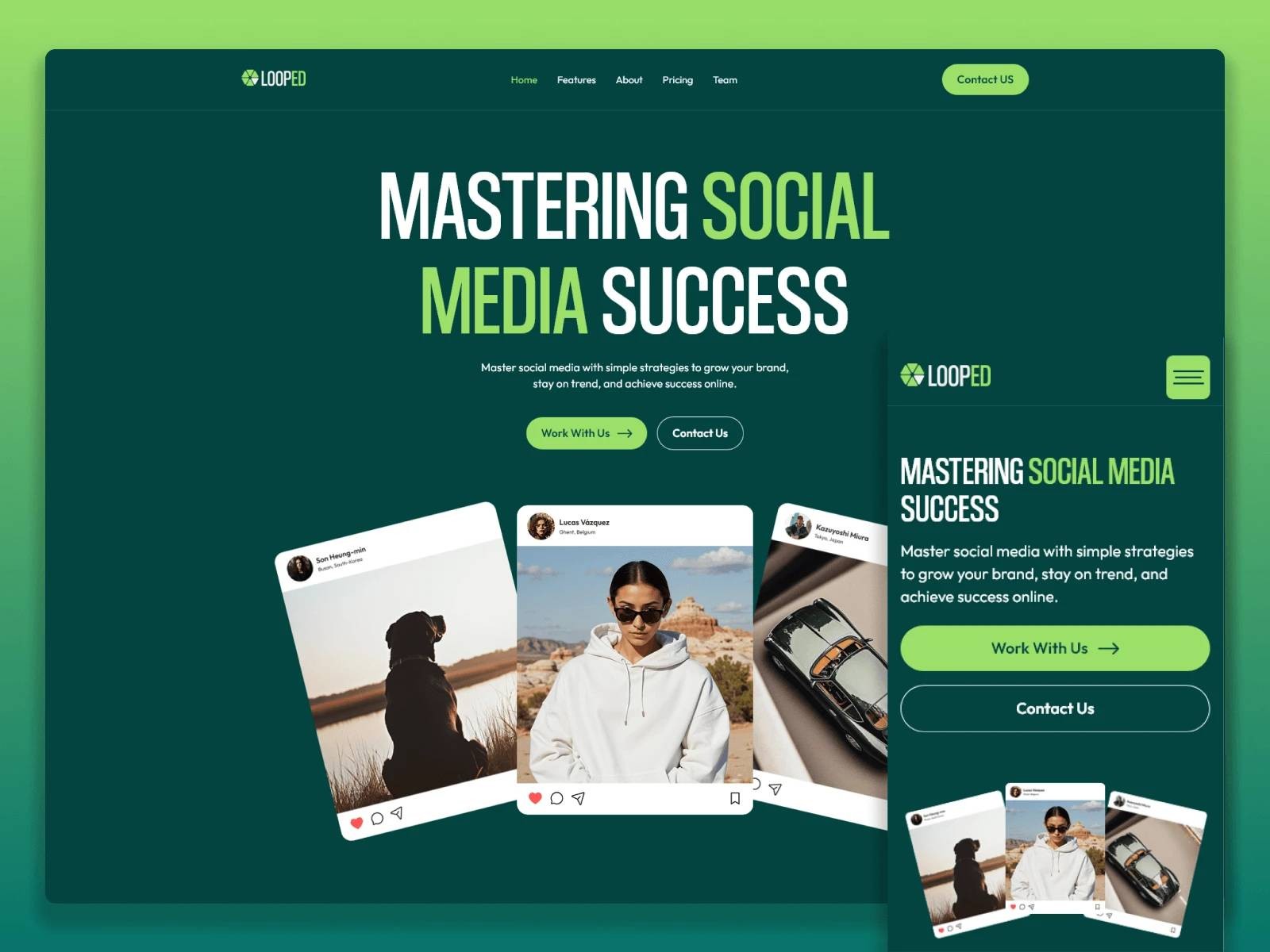 Looped — Free Marketing Website Template by TemplateX — Free Agency Template for Framer by TemplateX preview