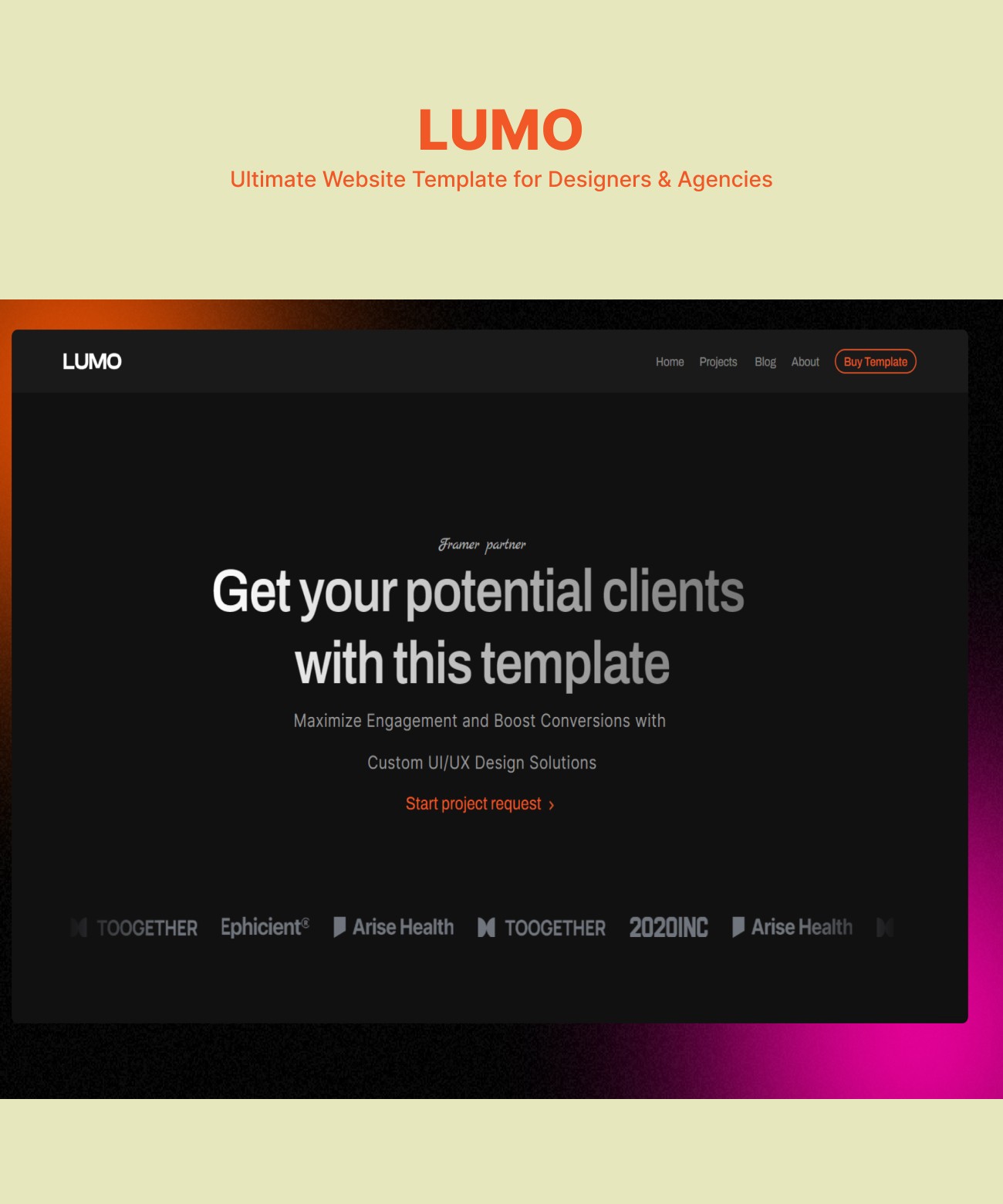 LUMO: Free Portfolio Website Template by Tanjim Islam — Free Portfolio Framer Template preview