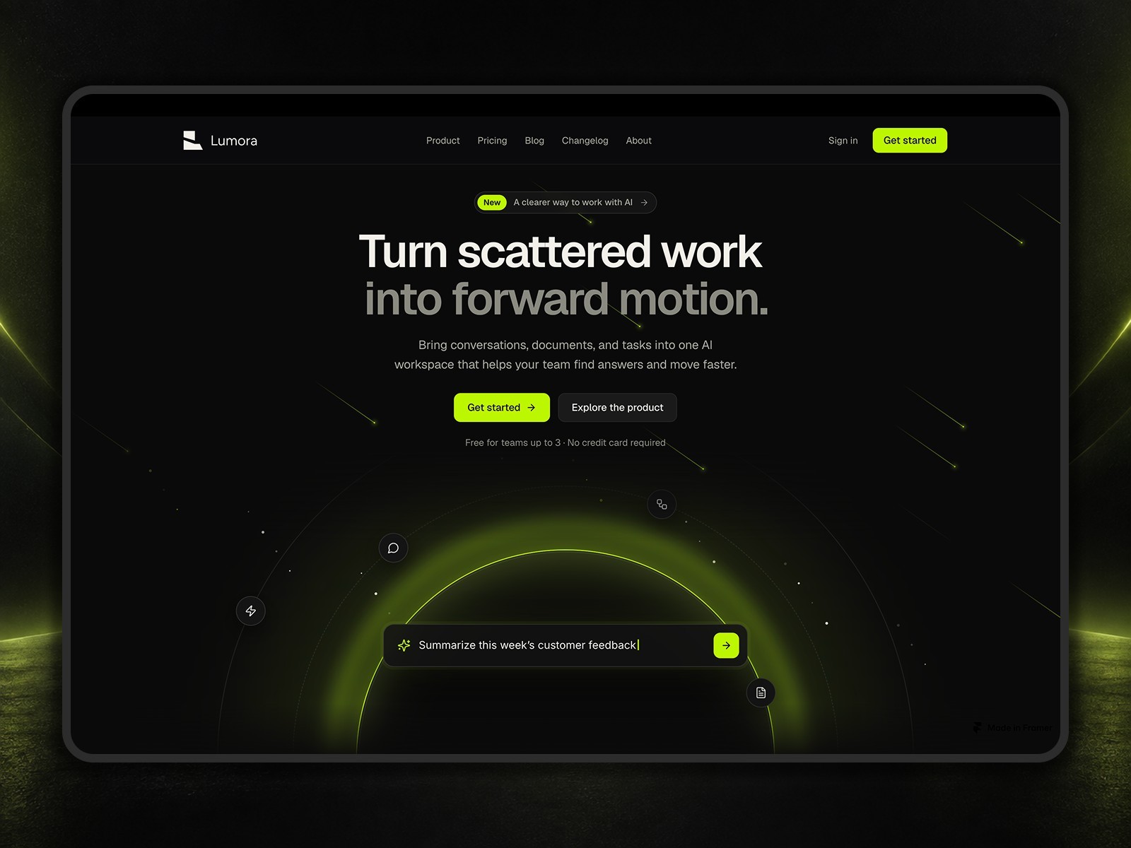 Lumora Workspace — Free SaaS Template for Framer preview