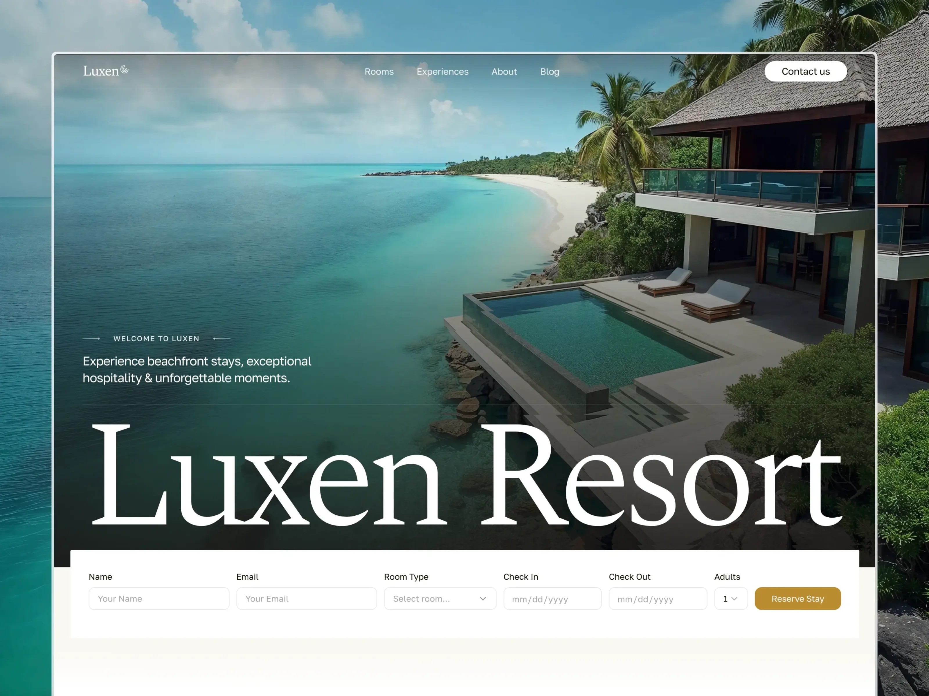 Luxen Resort — Free Real Estate Website Template by Bob from Flux — Free Real Estate Template for Framer by Bob from Flux preview