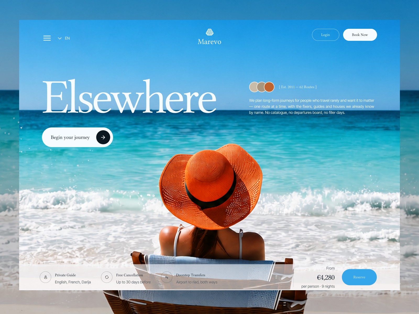 Marevo — Free Travel Template for Framer by Mr. Frame preview