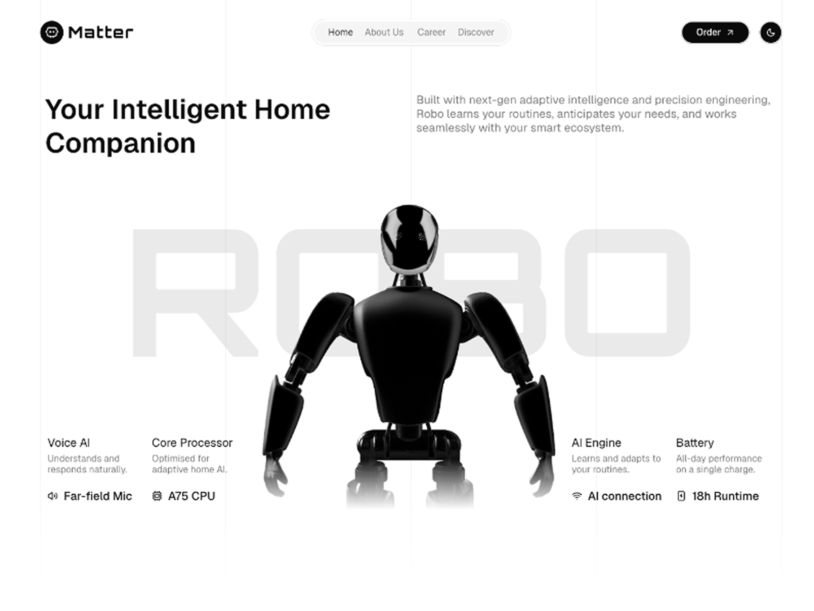 Matter Robot — Free AI Website Template by Framespark — Free HR Template for Framer by Framespark preview