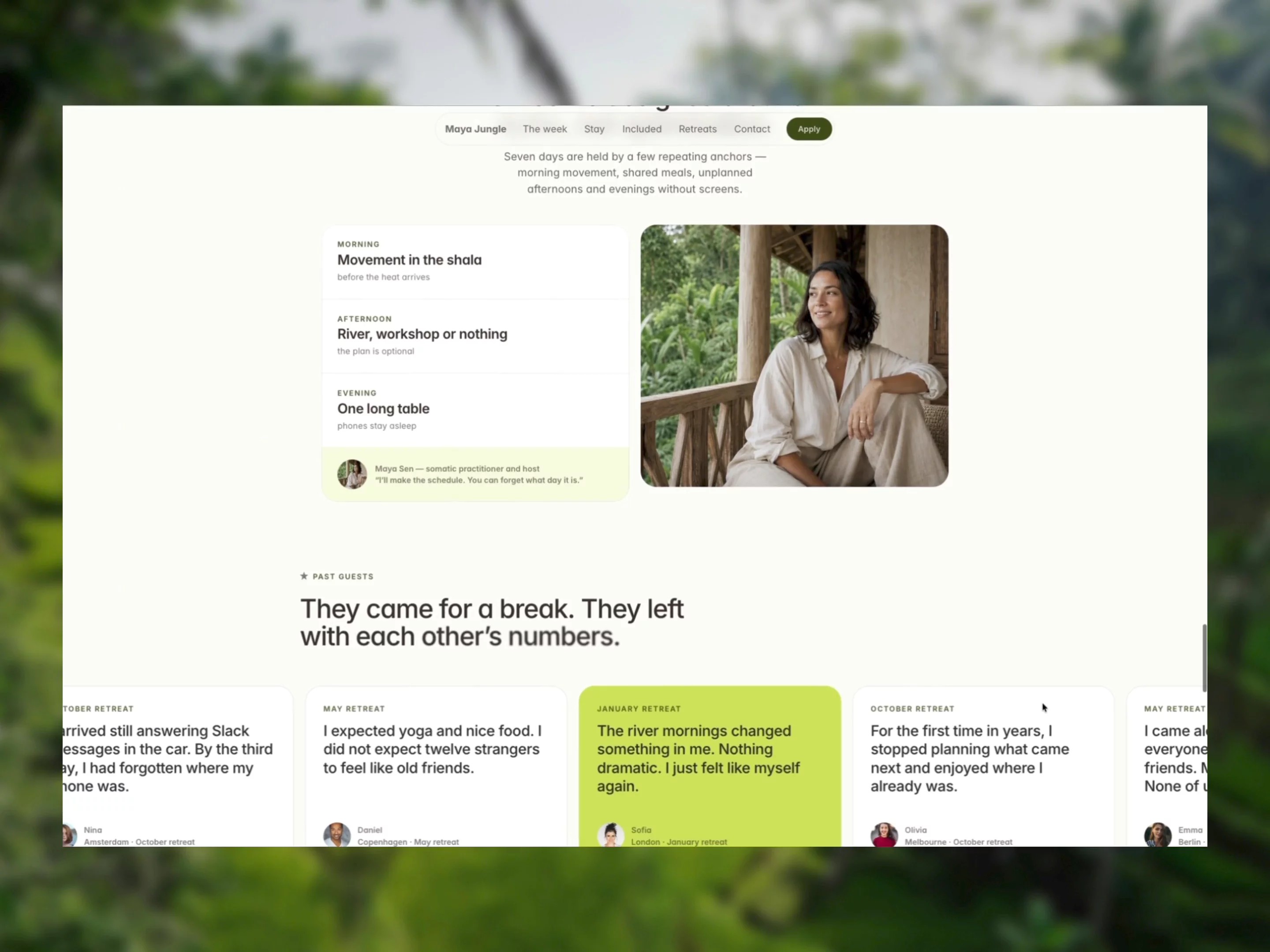 Maya Jungle: Free Hotel &amp; Rental Website Template by DariStudio — Free Travel Framer Template preview