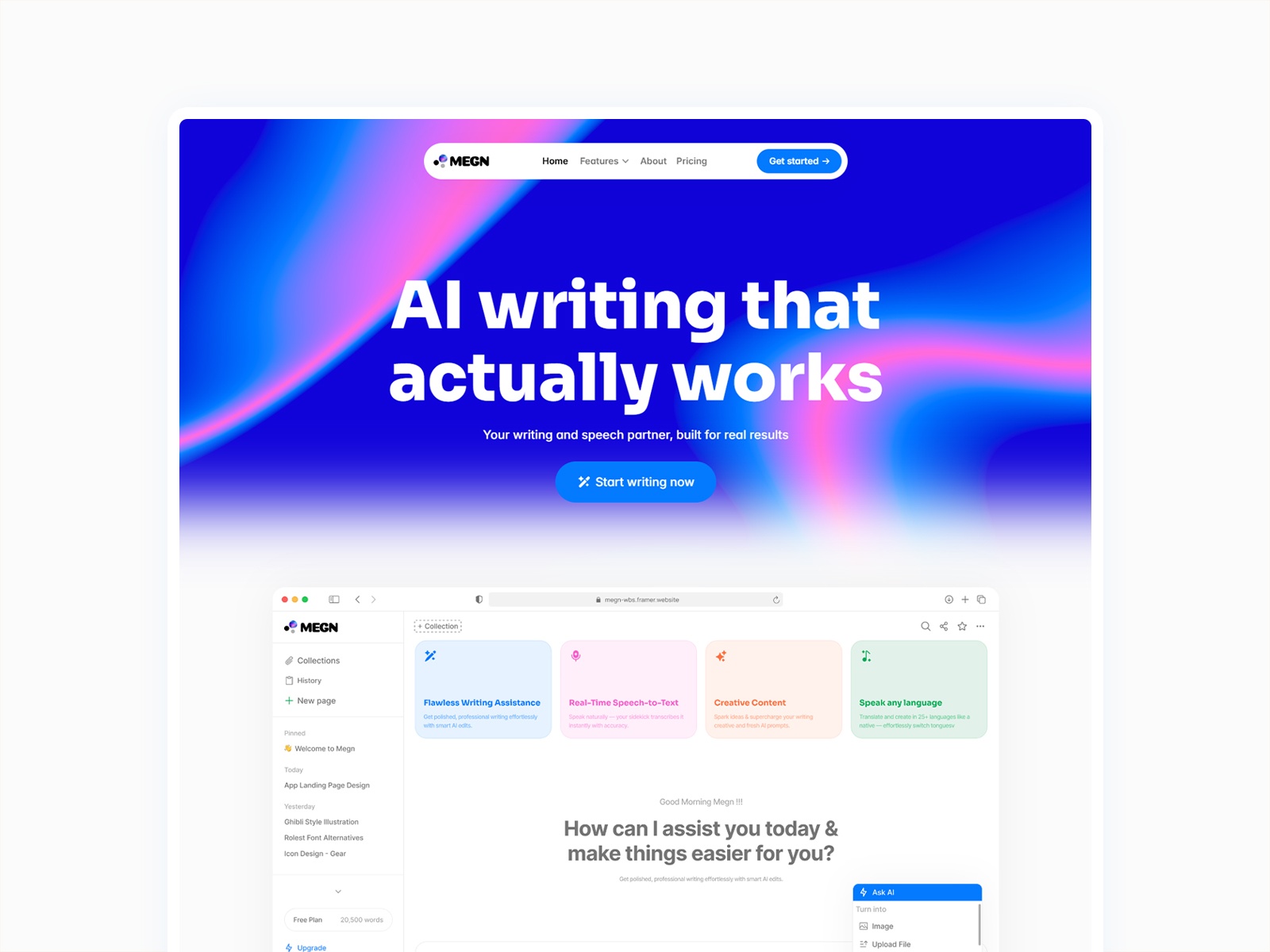 Megn — Free Automotive Framer Template preview