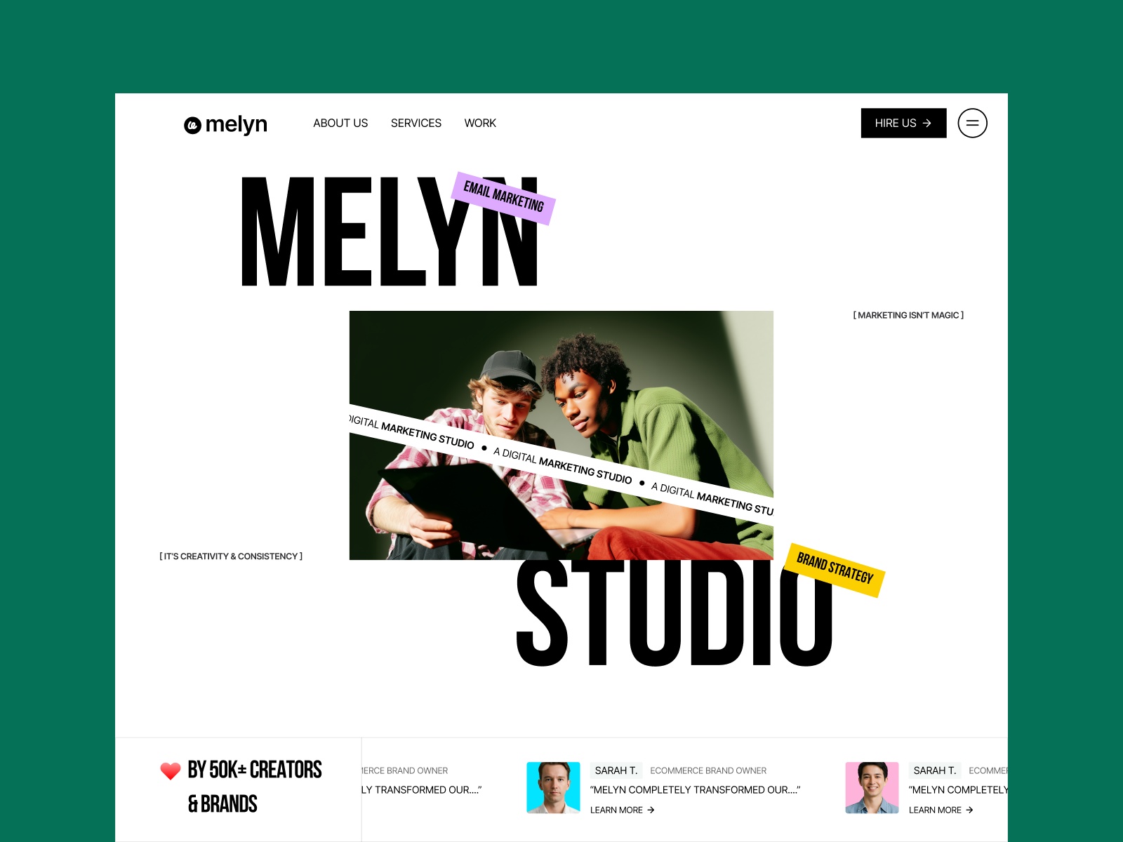 Melyn: Responsive Portfolio Website Template by Framerbite — Free Portfolio Framer Template preview