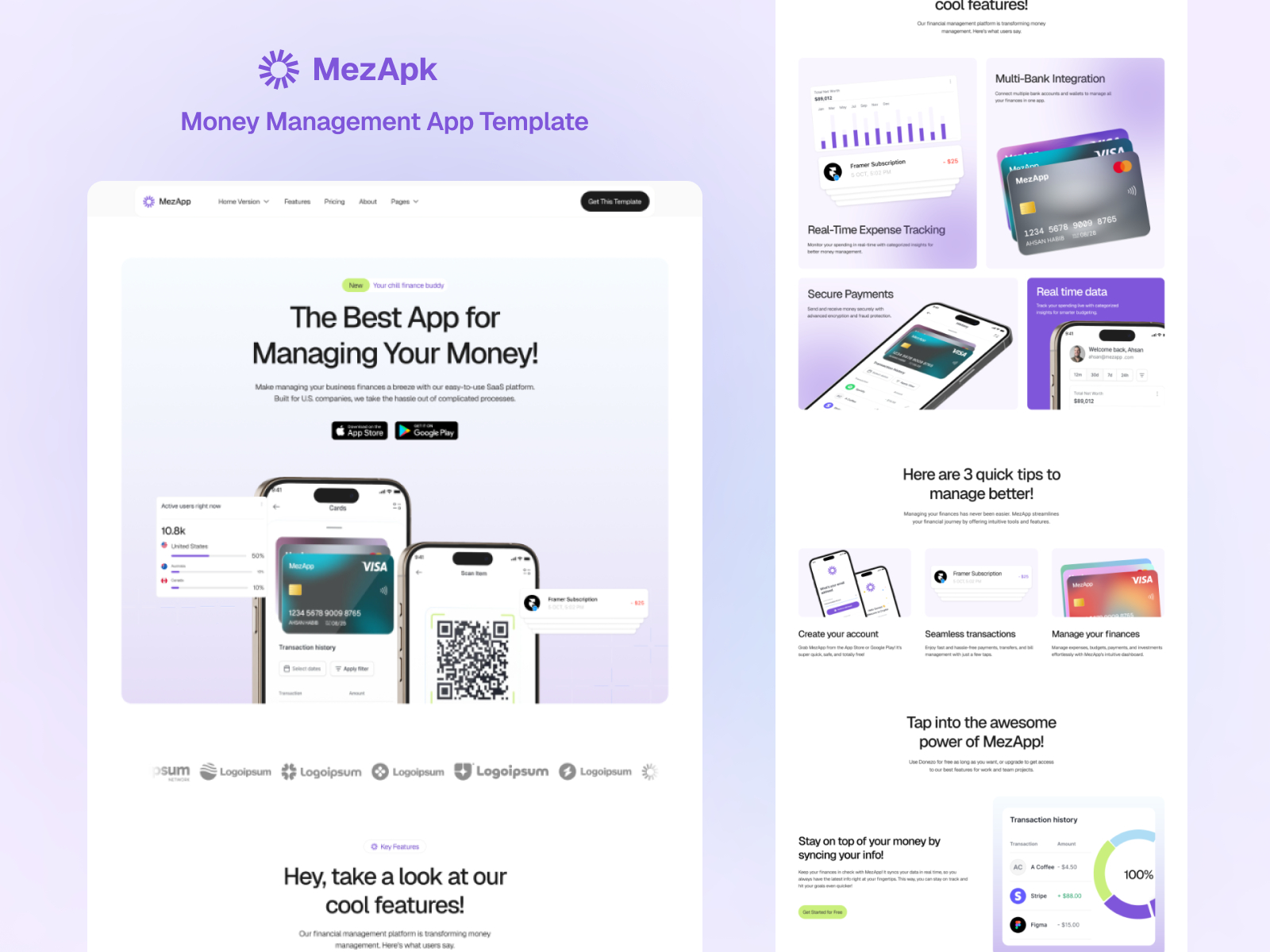 MezApk: Free SaaS Website Template by RedDevs — Free SaaS Framer Template preview