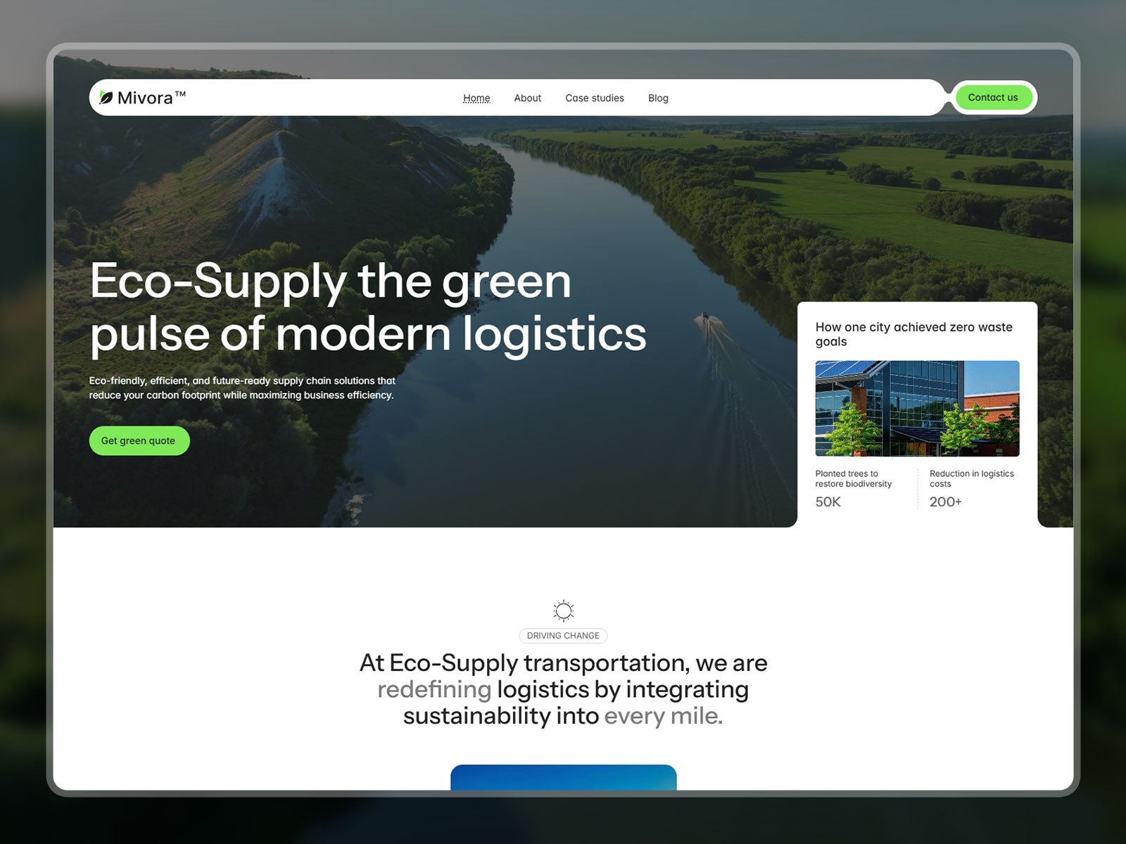 Mivora — Free Blog Framer Template preview