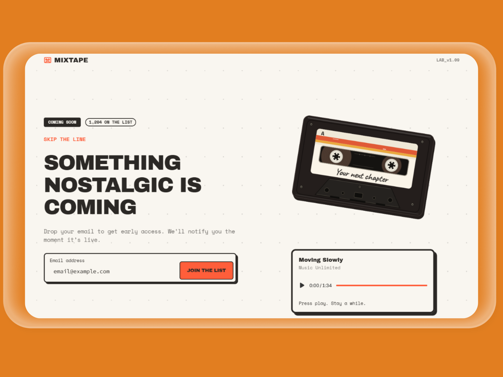 Mixtape — Free Landing Page Framer Template preview
