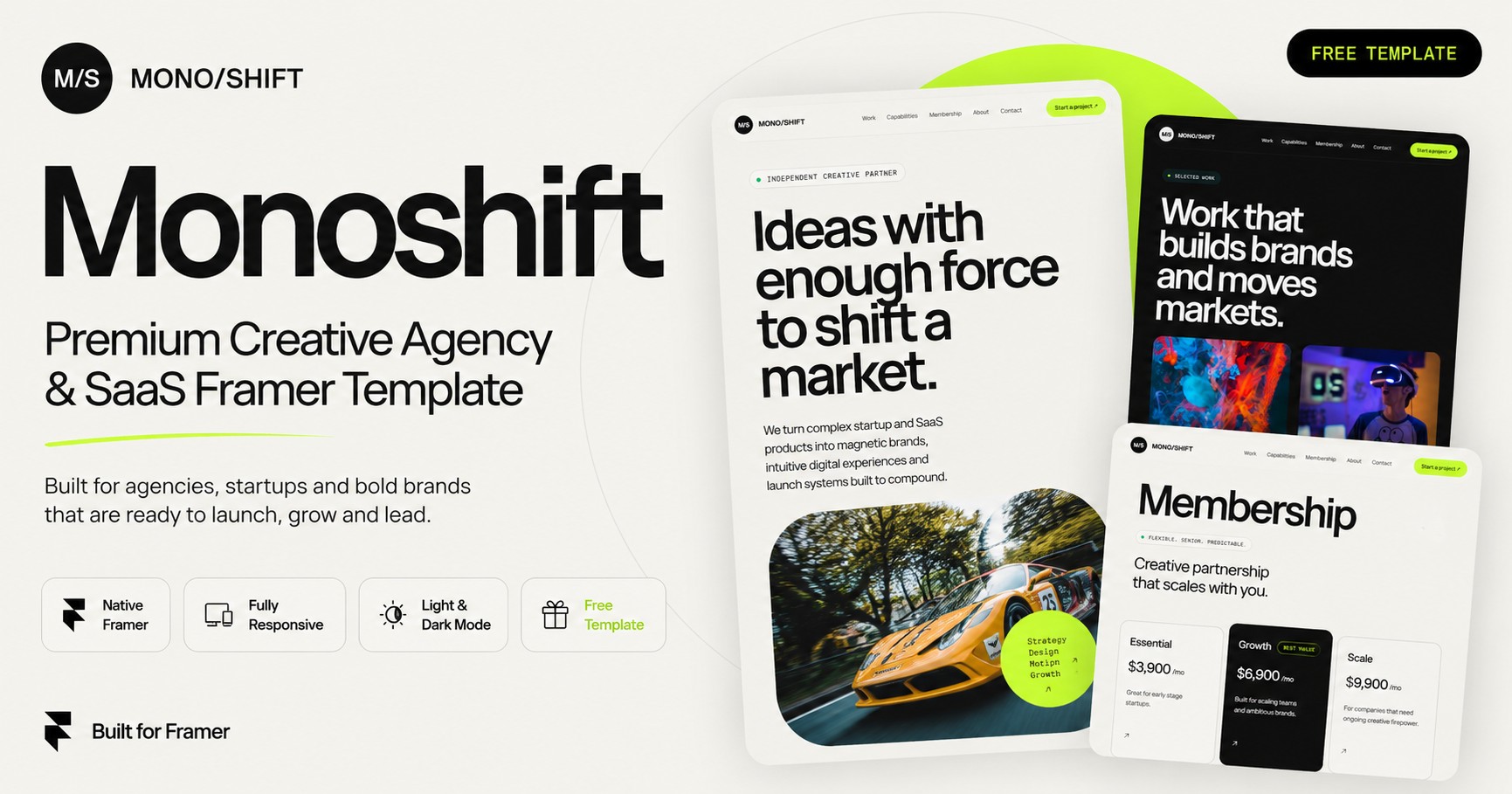 Monoshift — Free Portfolio Website Template by Divya Darpan — Free SaaS Template for Framer by Divya Darpan preview