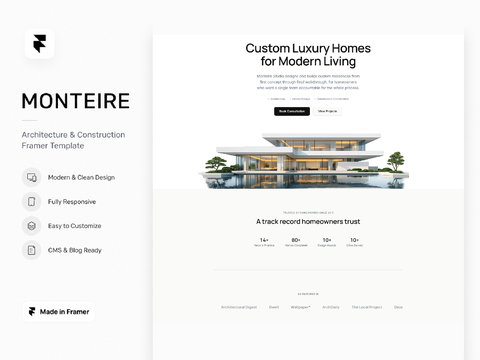 Monteire: Free Real Estate Website Template by Fitrin — Free Real Estate Framer Template preview