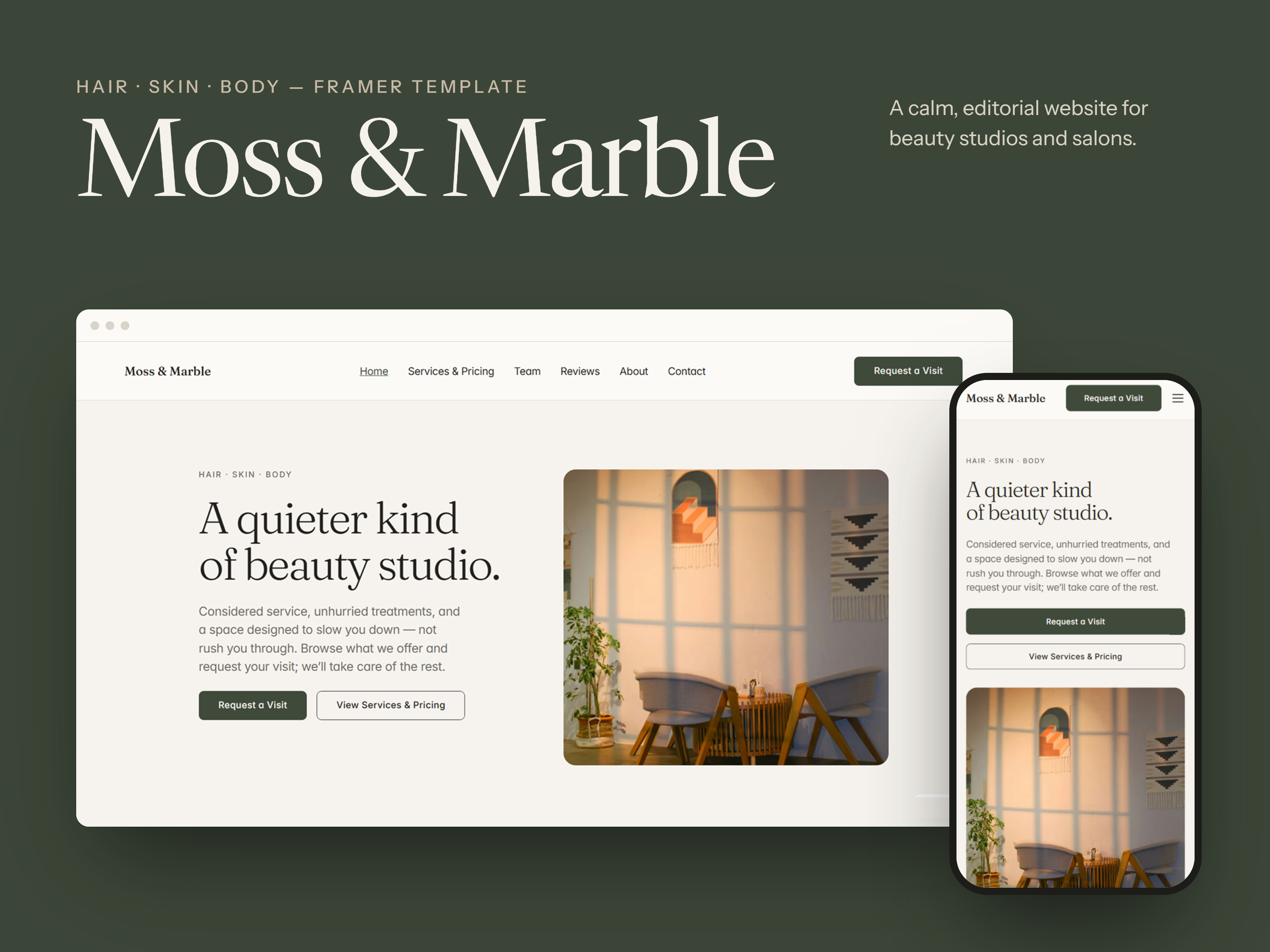 Moss & Marble — Free Portfolio Template for Framer preview