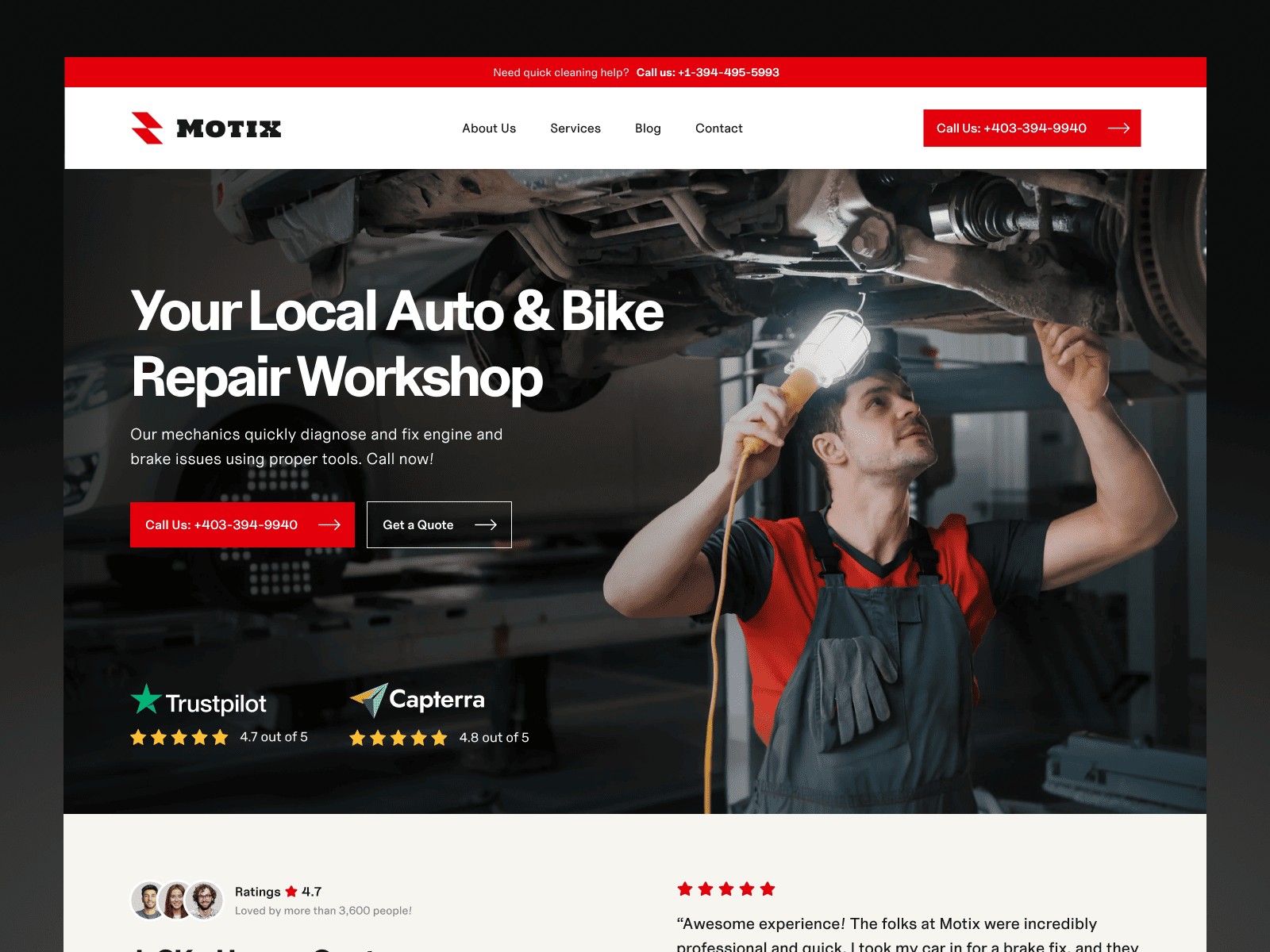 Motix — Free Automotive Framer Template preview