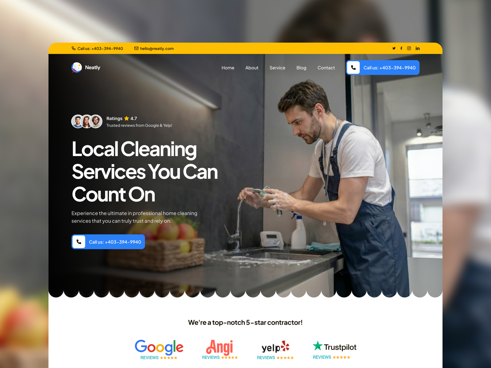Cleanly — Free Cleaning & Local Service Framer Template preview