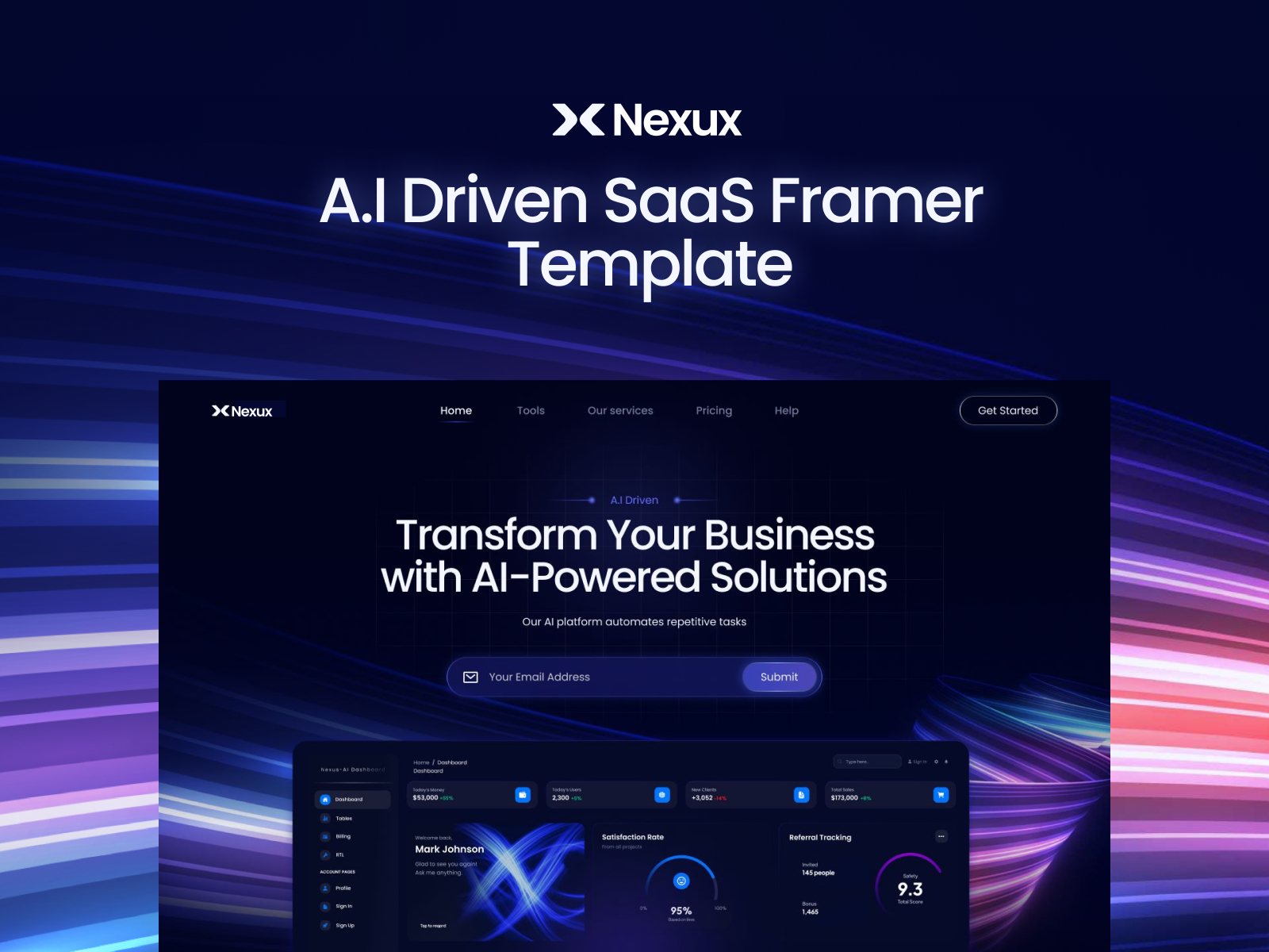 NEXORA NFT: Free Landing Page Website Template by Shobana Devi A — Free Web3 Framer Template preview