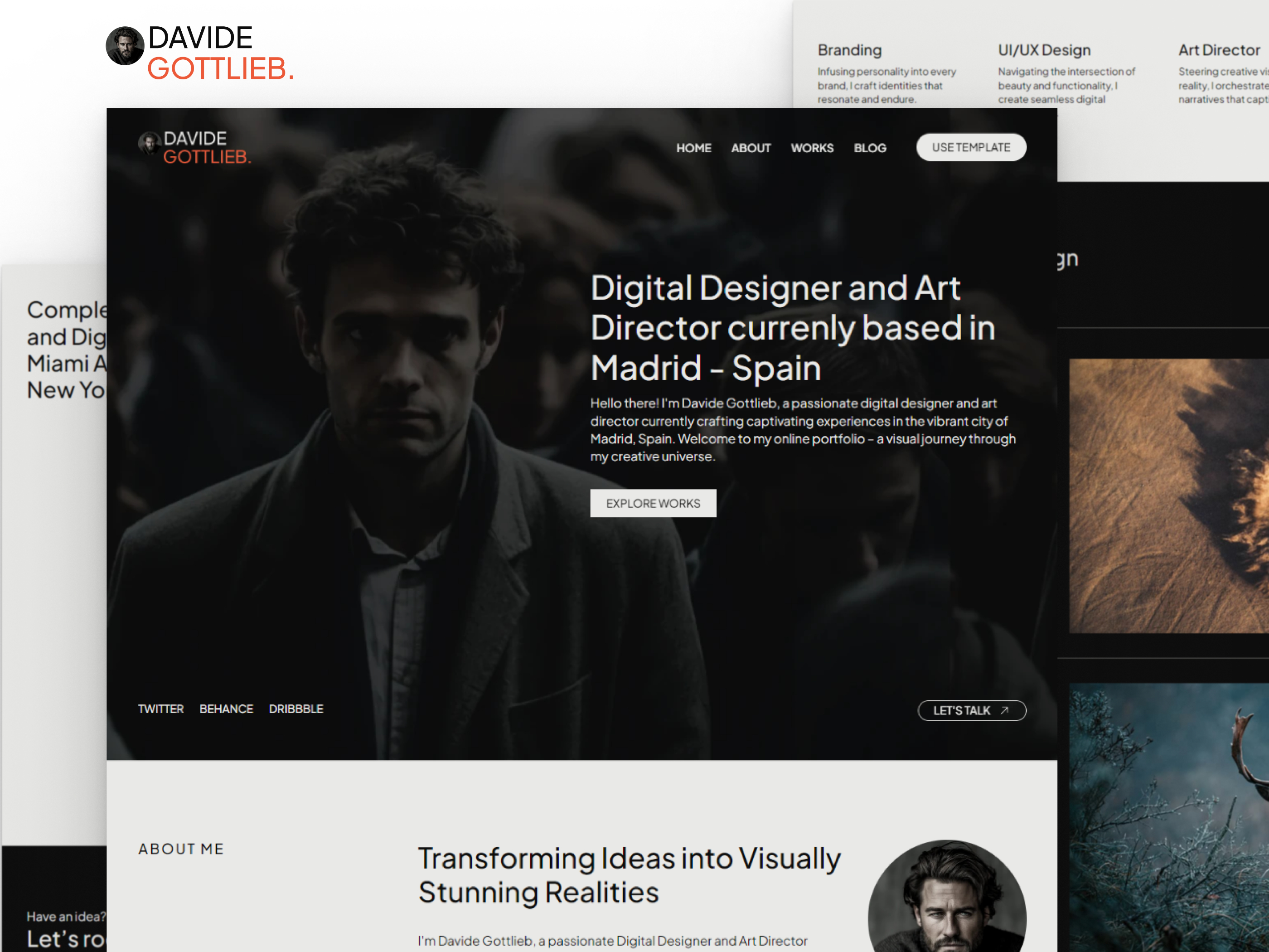 Noa Vesper: Free Portfolio Website Template by Scratch UI — Free Portfolio Framer Template preview