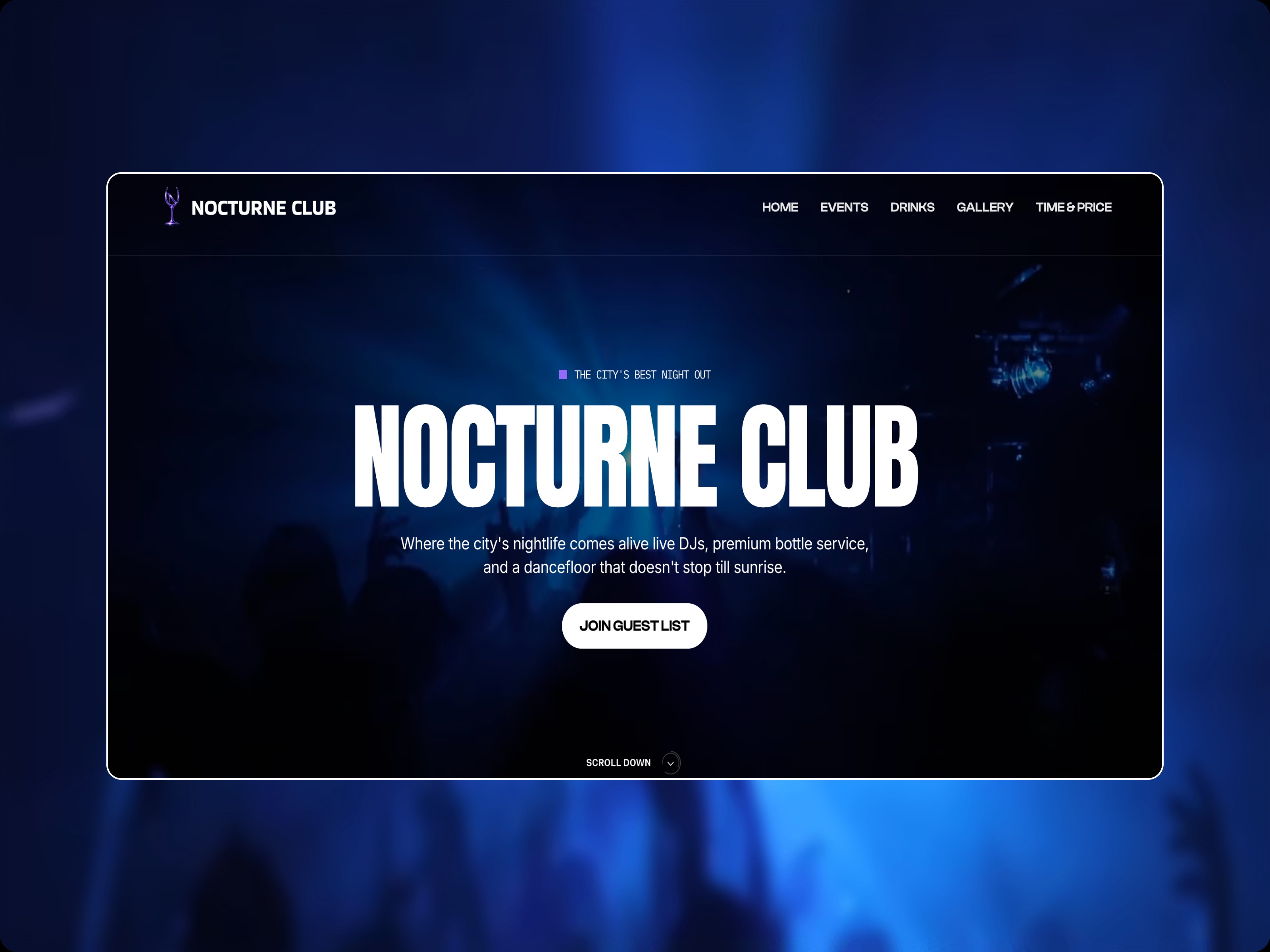 NOCTURNE CLUB — Free Bar &amp; Club Website Template by Nasim Azam — Free Events Template for Framer by Nasim Azam preview