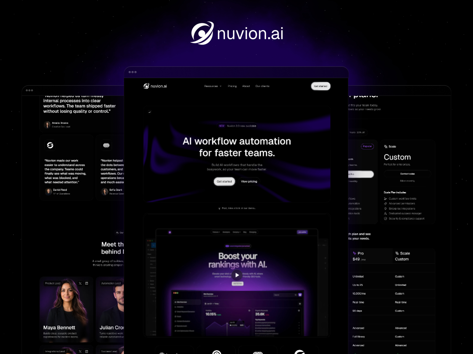 NuvionAI — Free SaaS Framer Template preview