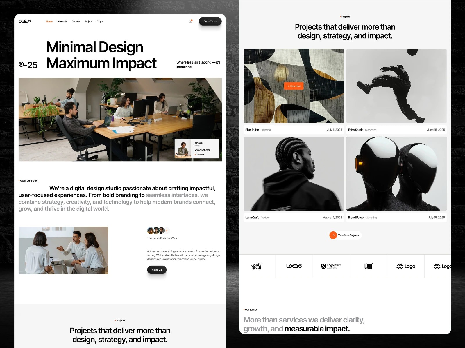 Obliq — Free Portfolio Website Template by Waida Studio — Free Ecommerce Template for Framer by Waida Studio preview