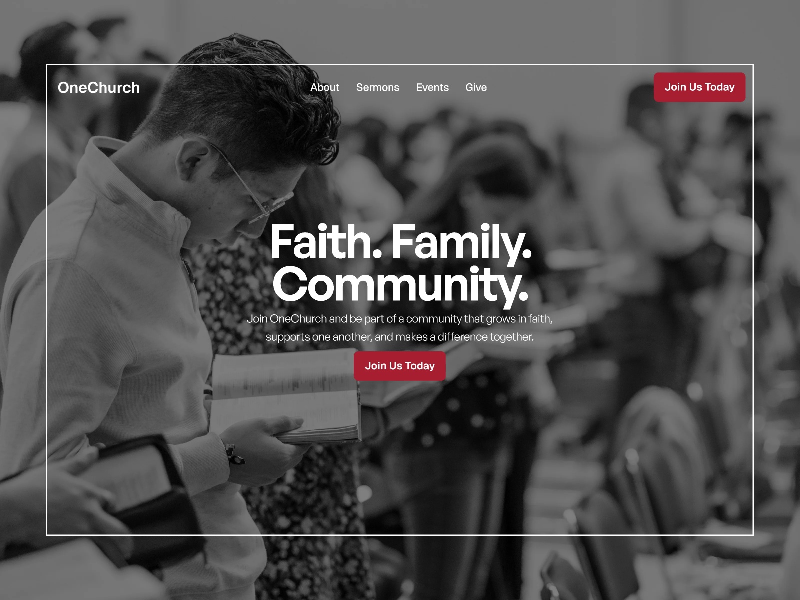 One-Church — Free Events Framer Template preview