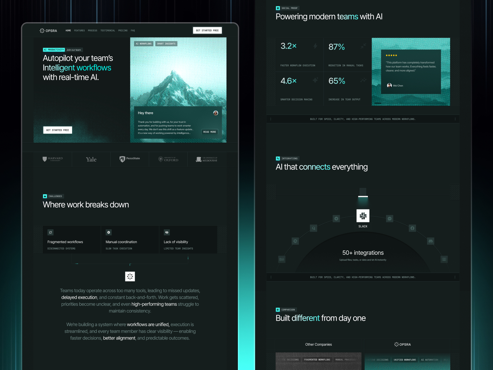 Opsra — Free AI Productivity Framer Template preview