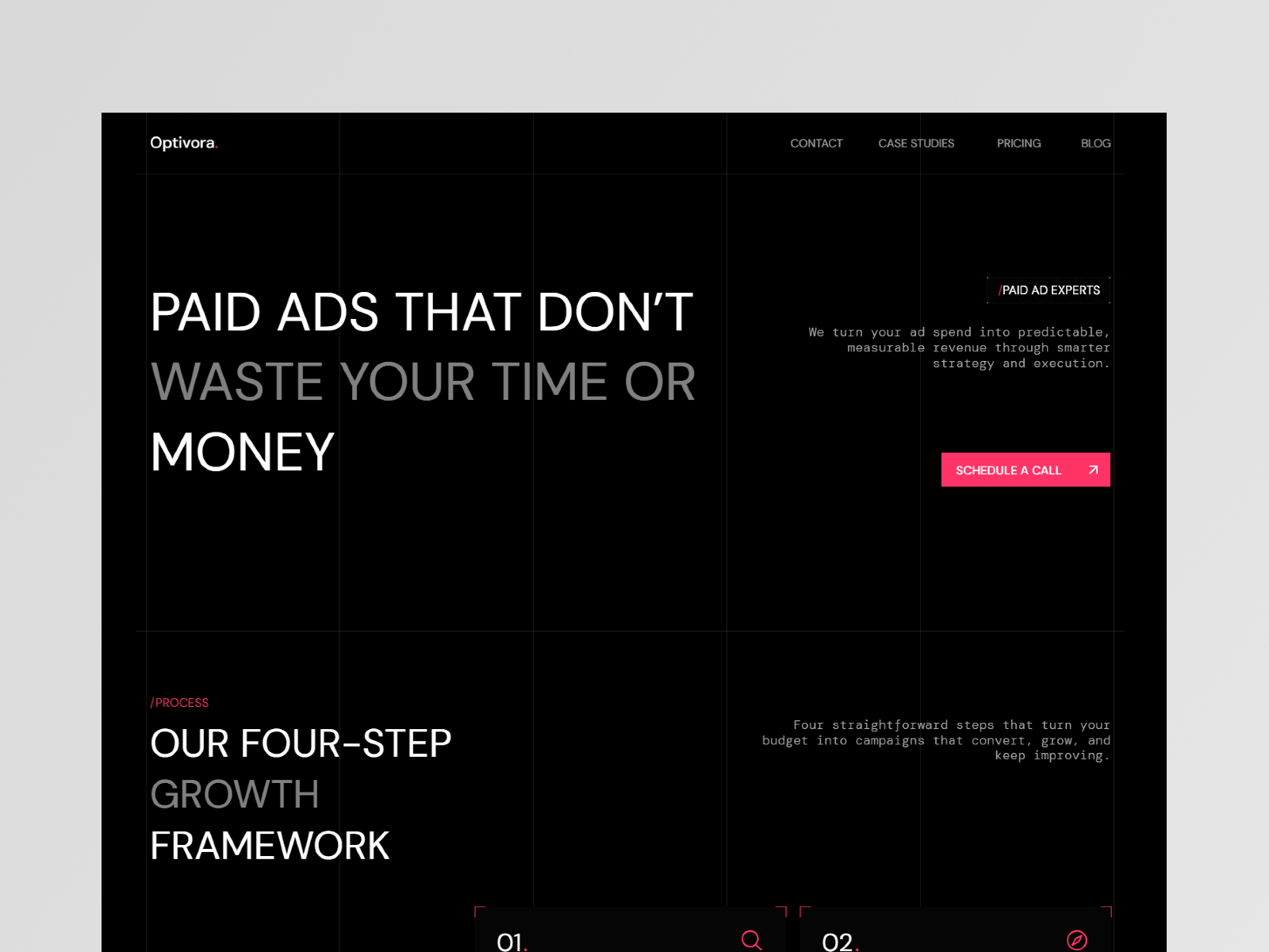 Optivora — Free Paid Media Agency Framer Template preview