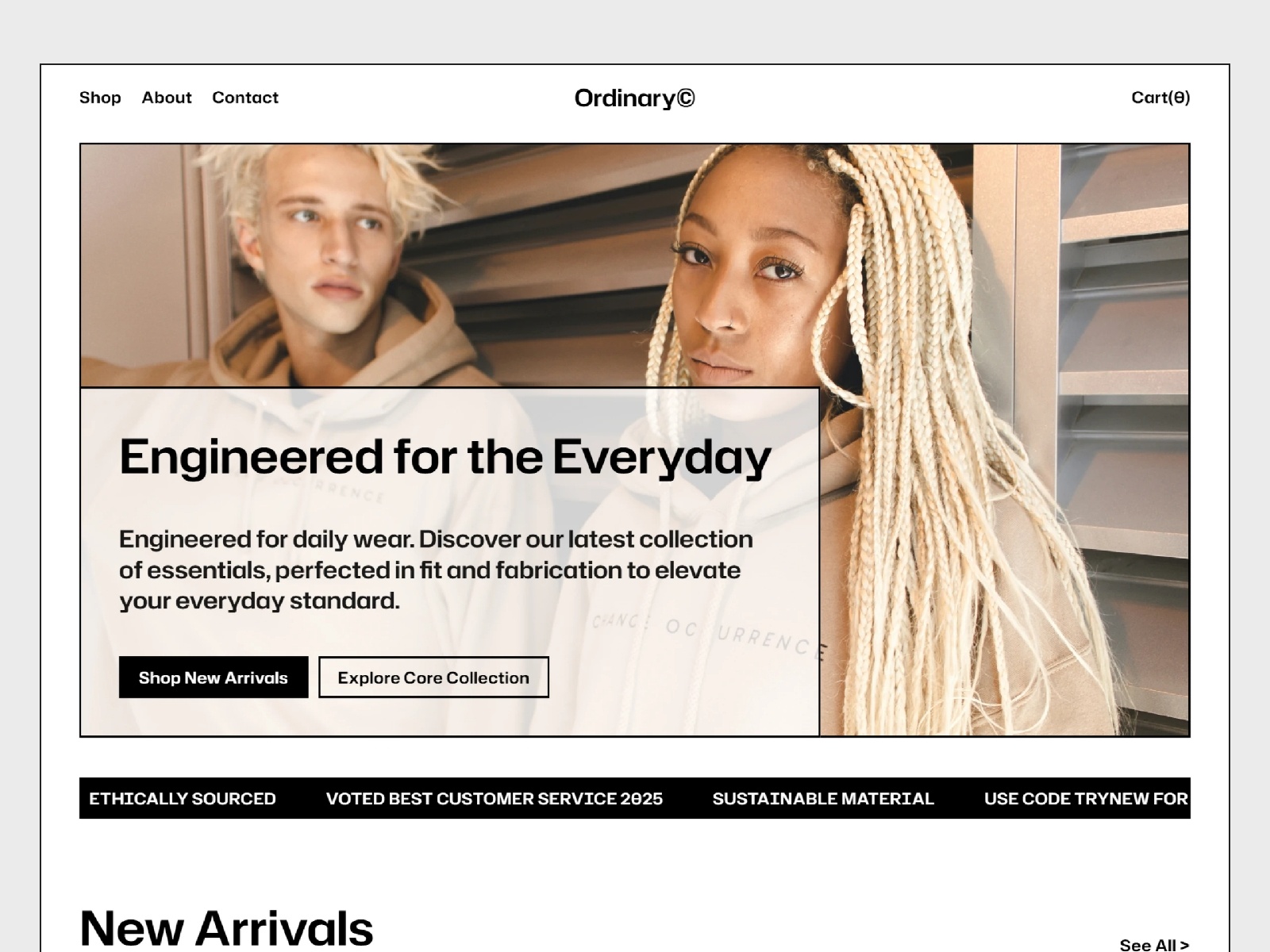 Ordinary — Free Ecommerce Framer Template preview